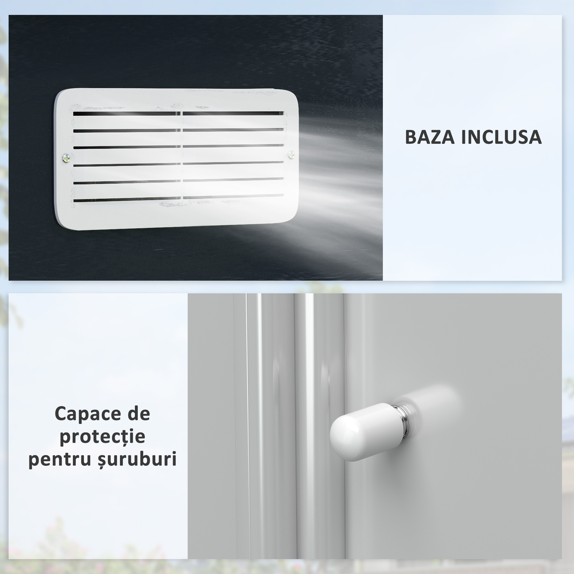  Sopron de Gradina cu Usi Duble Glisante din Tabla de Otel, 277x195x192cm, Gri [7]