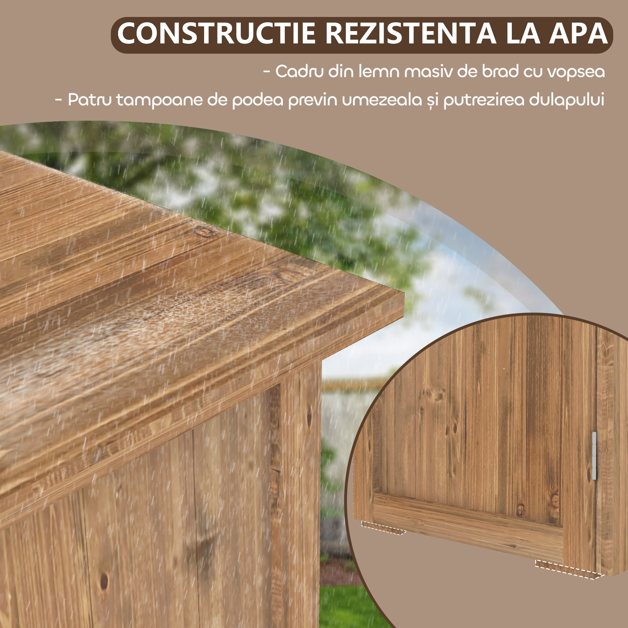  Casuta de Gradina din Lemn cu 2 Usi si Manere in Stil Rustic, 77x55x72 cm, Maro [5]