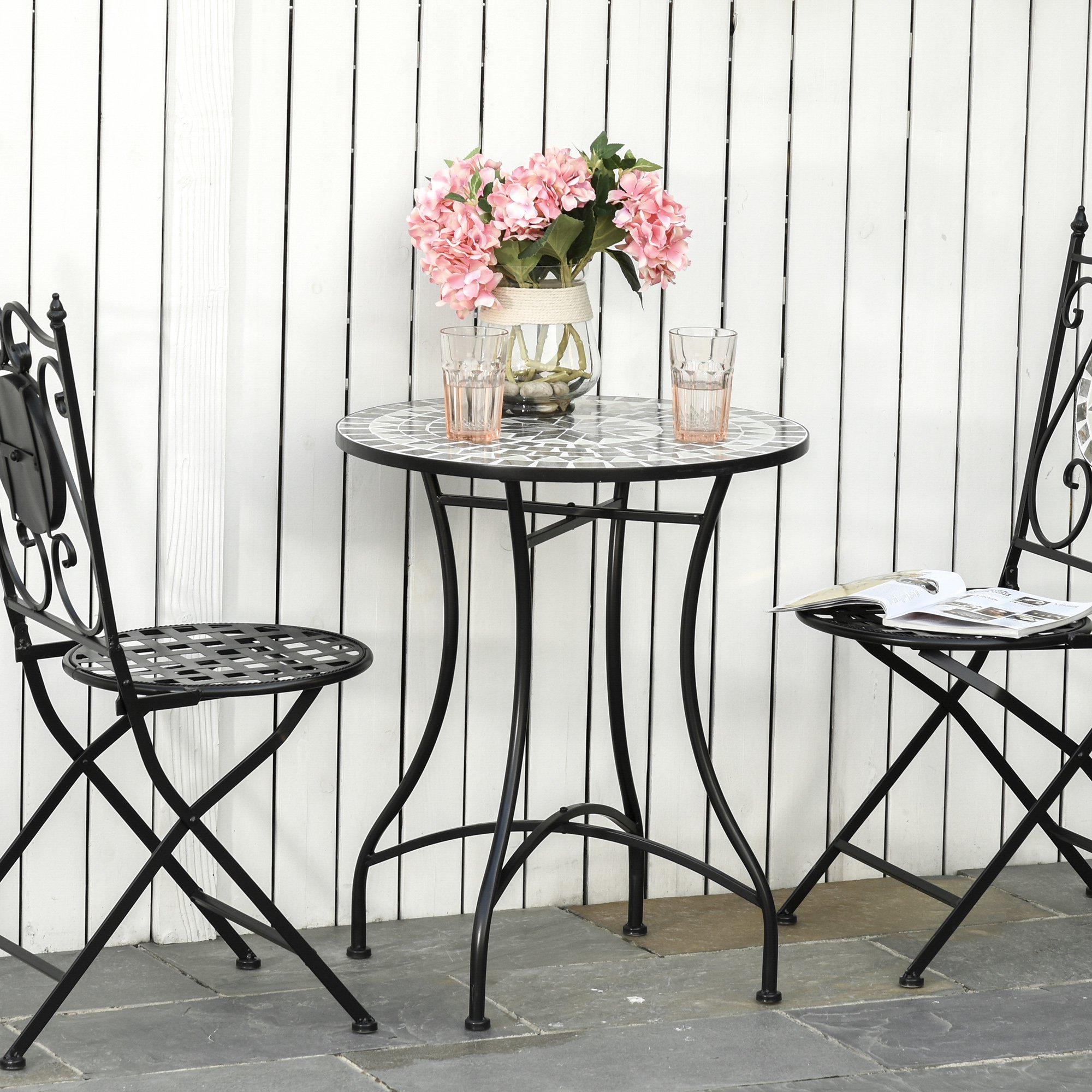  Masuta de Gradina si Exterior din Metal si Ceramica Neagra [1]