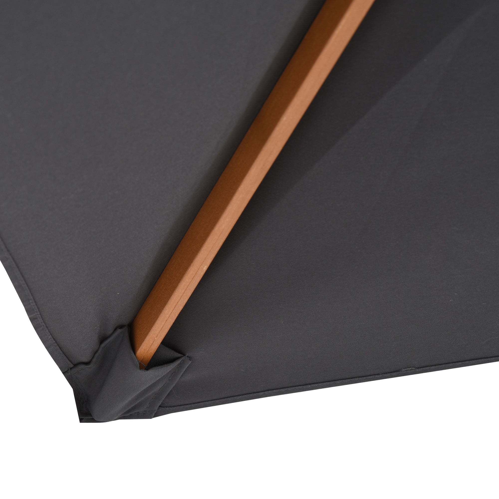  Umbrela de Gradina 2x3m din Lemn si Bambus cu 8 Stecche si Acoperire din Poliester, Gri inchis [7]