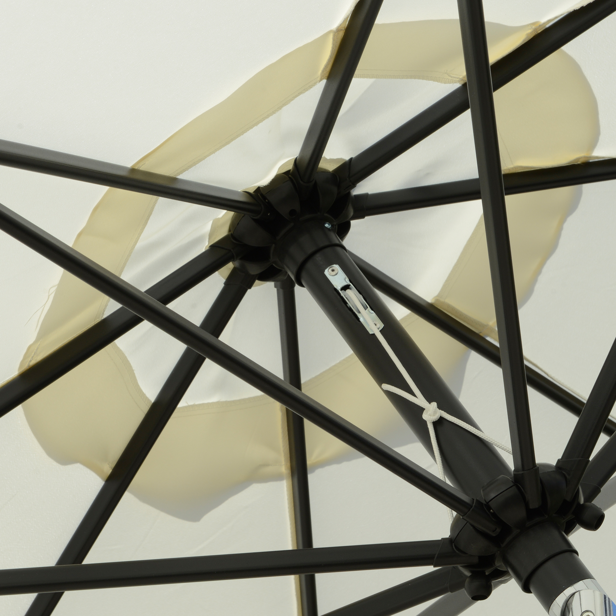  Umbrela Rotunda inclinabila, cu Manivela, din Aluminiu, Metal si Poliester, Ø266x248,5 cm, Alb Crem [7]