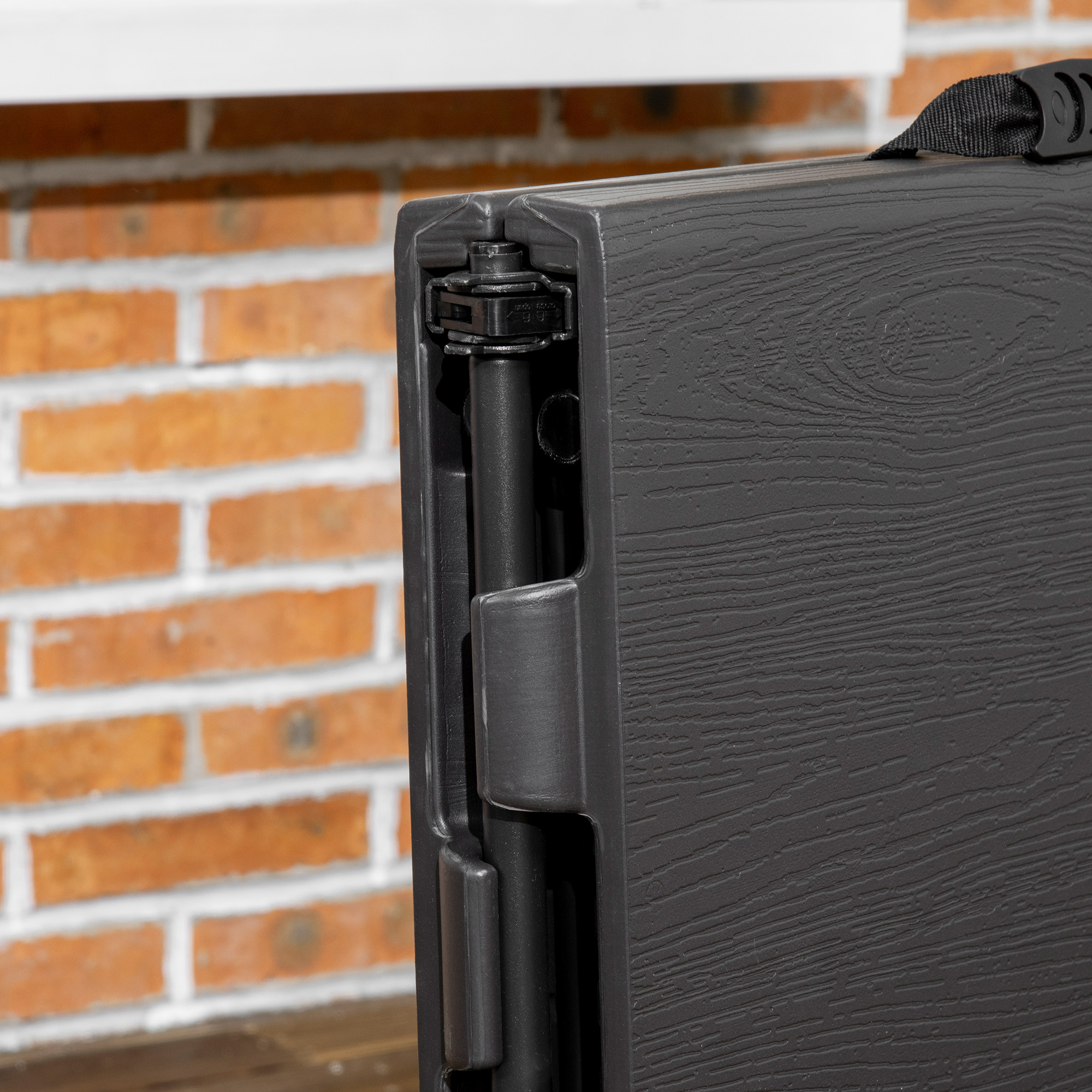  Masa pliabila pentru gradina pentru 4 persoane, Masa dreptunghiulara de exterior cu inaltime reglabila, cu blat de masa din HDPE si cadru de otel, gri inchis [7]