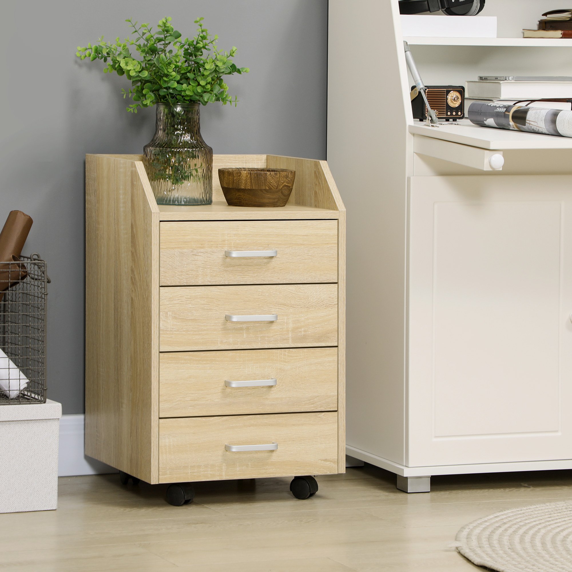  Fiset pentru Birou din Lemn cu 4 Sertare, Lemn Natur [1]