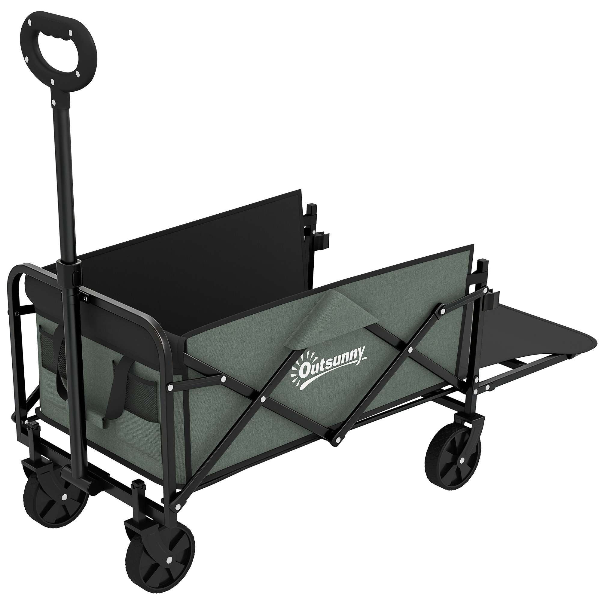 Gradina & balcon -  Carucior de Gradina Pliabil 72L cu Panou Rabatabil, din Otel si Poliester, 76x48x65-92 cm, Verde