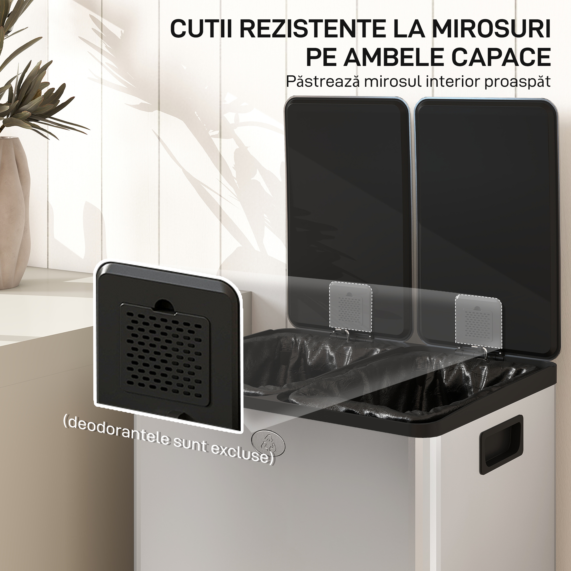  Cos de Gunoi 2 x 20L cu Pedala, din Otel, pentru Bucatarie, cu Capac cu inchidere Usoara, Recipiente Interioare Detasabile, Rezistent la Urmele de Degete, Argintiu [4]