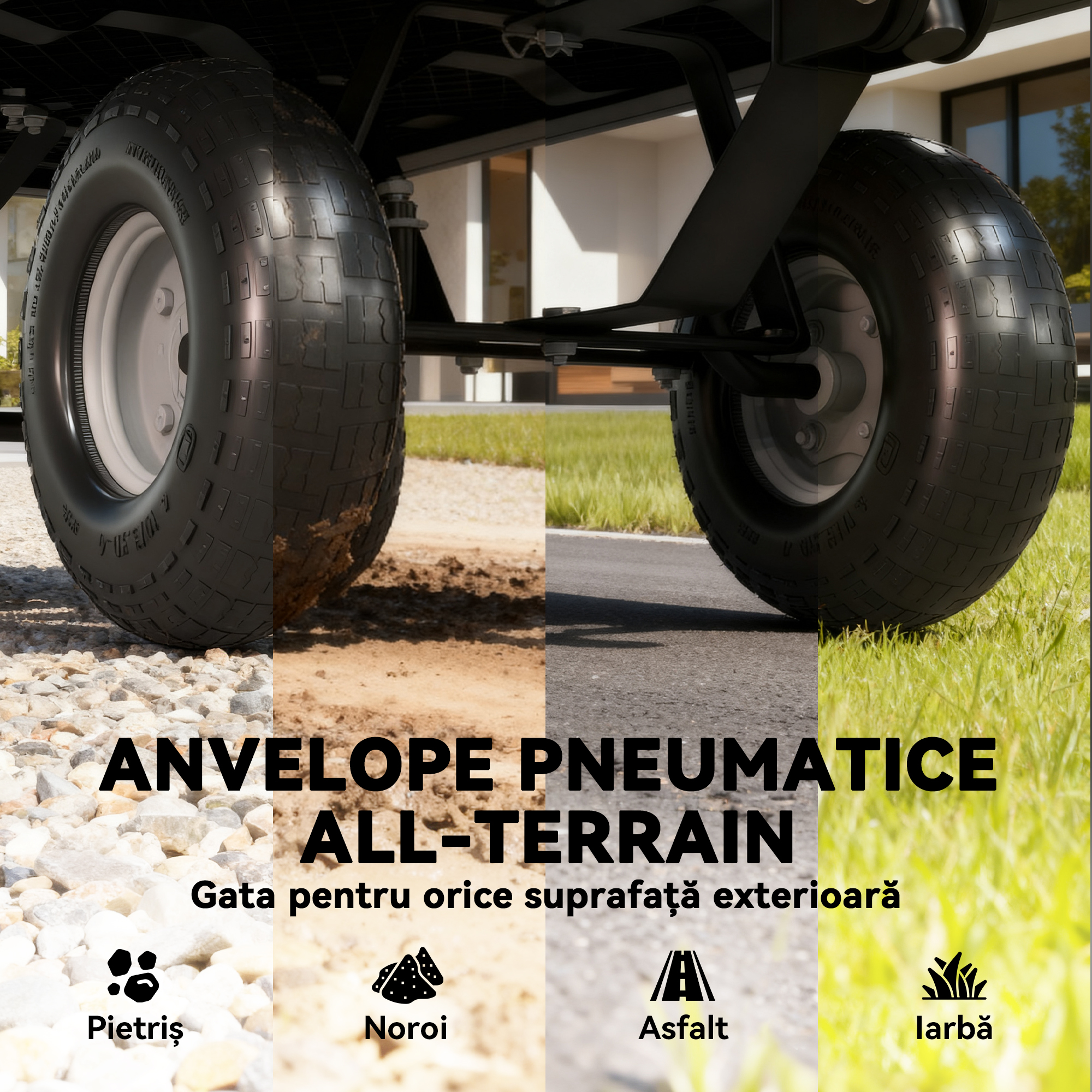  Carucior de Gradina de 114L cu Pereti Laterali Detasabili si Maner Rotativ, 105x51x54 cm, Negru [7]