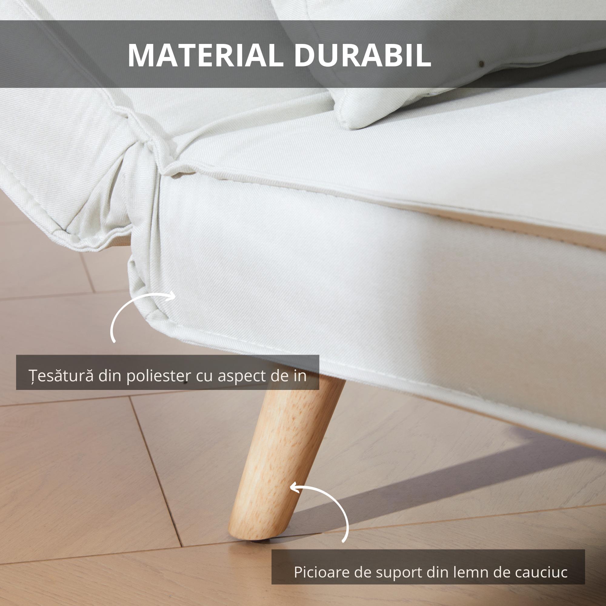  Fotoliu Pat 3 in 1 cu Spatar Rabatabil, Bej [6]