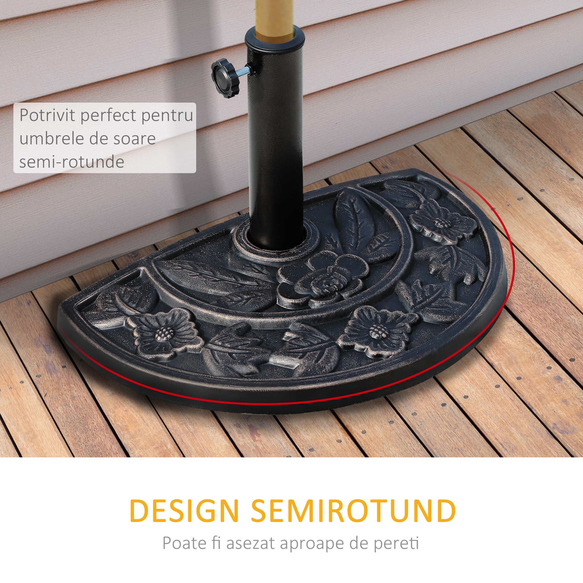  Baza pentru Umbrela de Soare in Rasina Reglabila cu Manivela 9 kg 50x31x32cm [4]