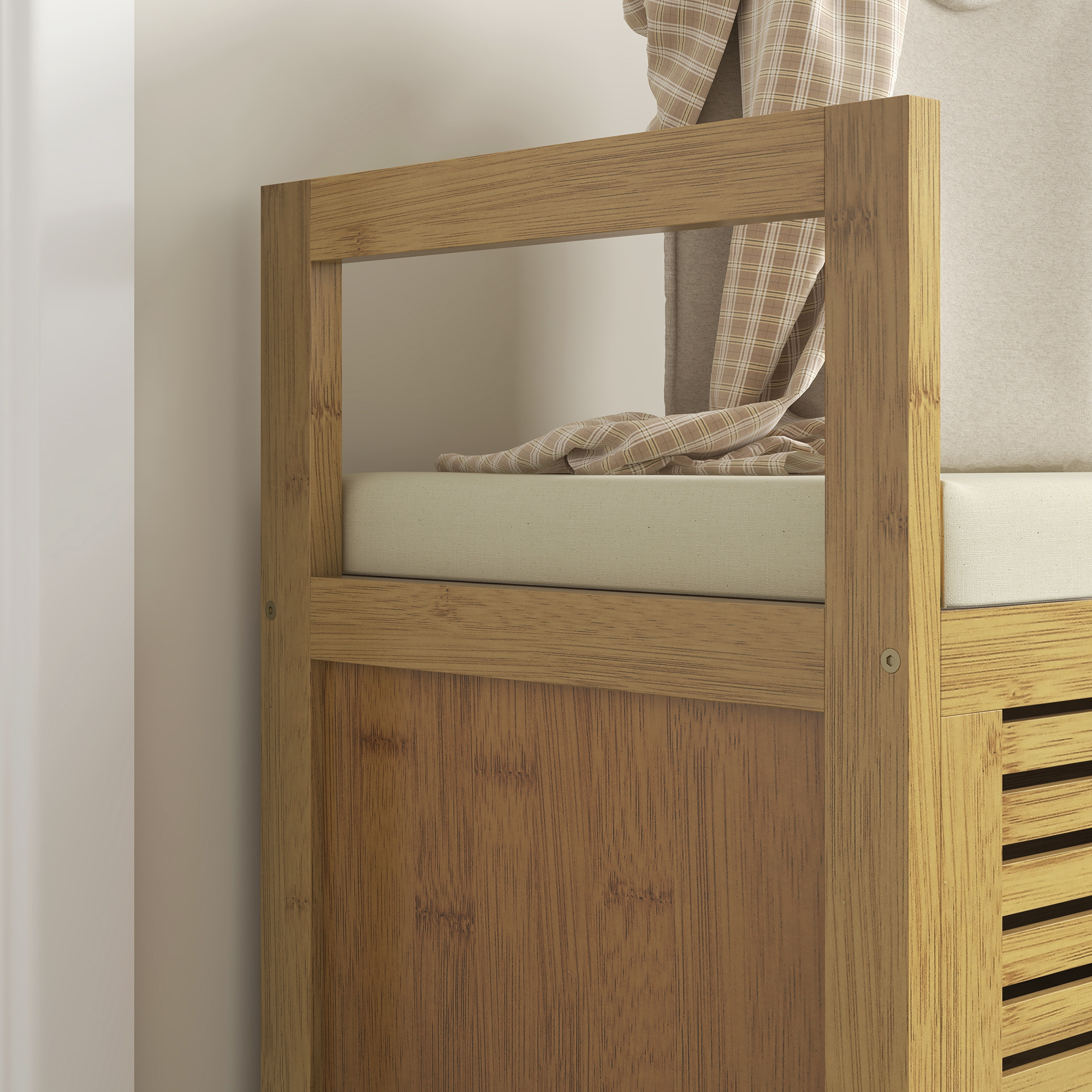  Banca pentru pantofi cu capac rabatabil, Banca din bambus [7]