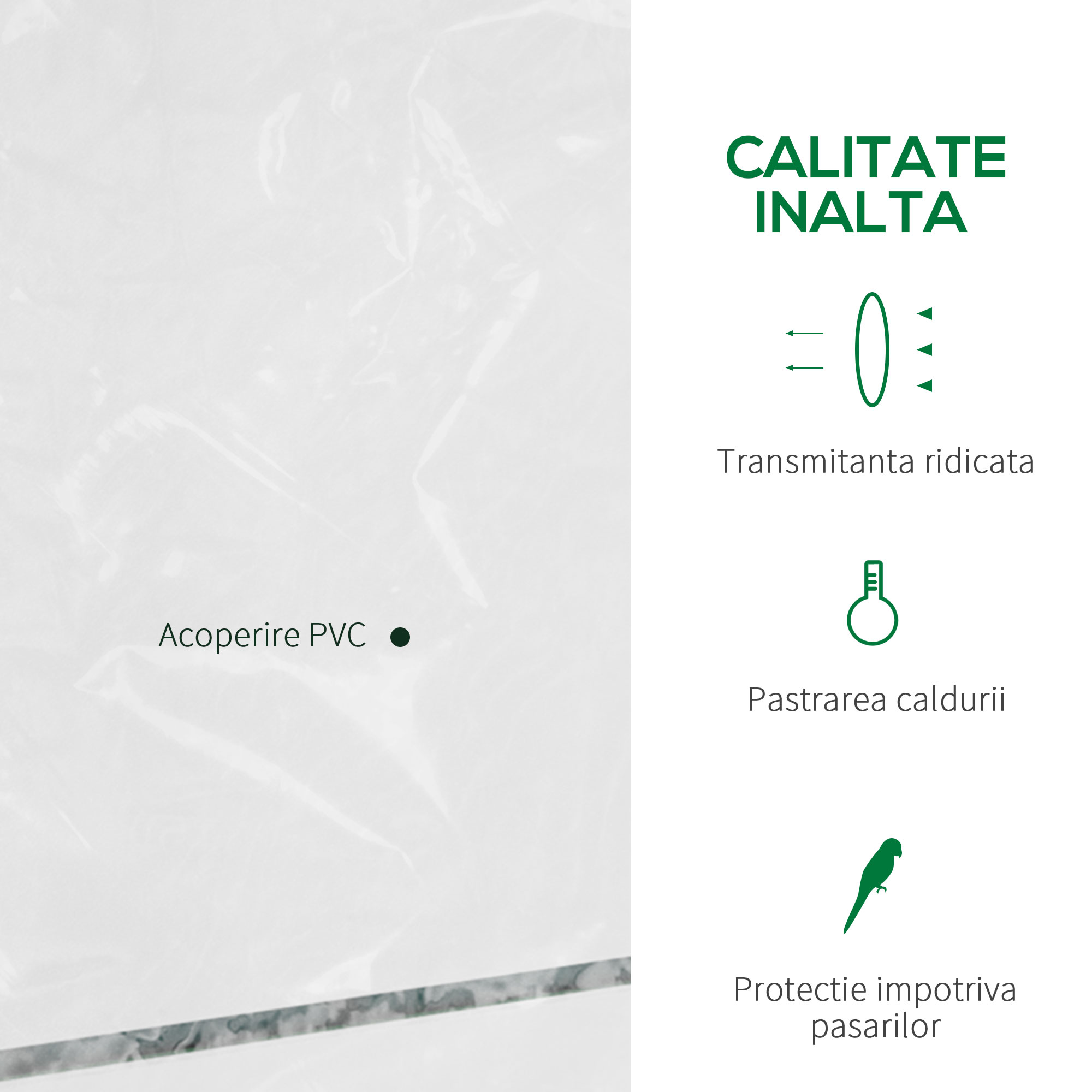  Sera de Gradina din Otel si PVC Transparent cu Usa Rulou, 143x73x195cm [3]