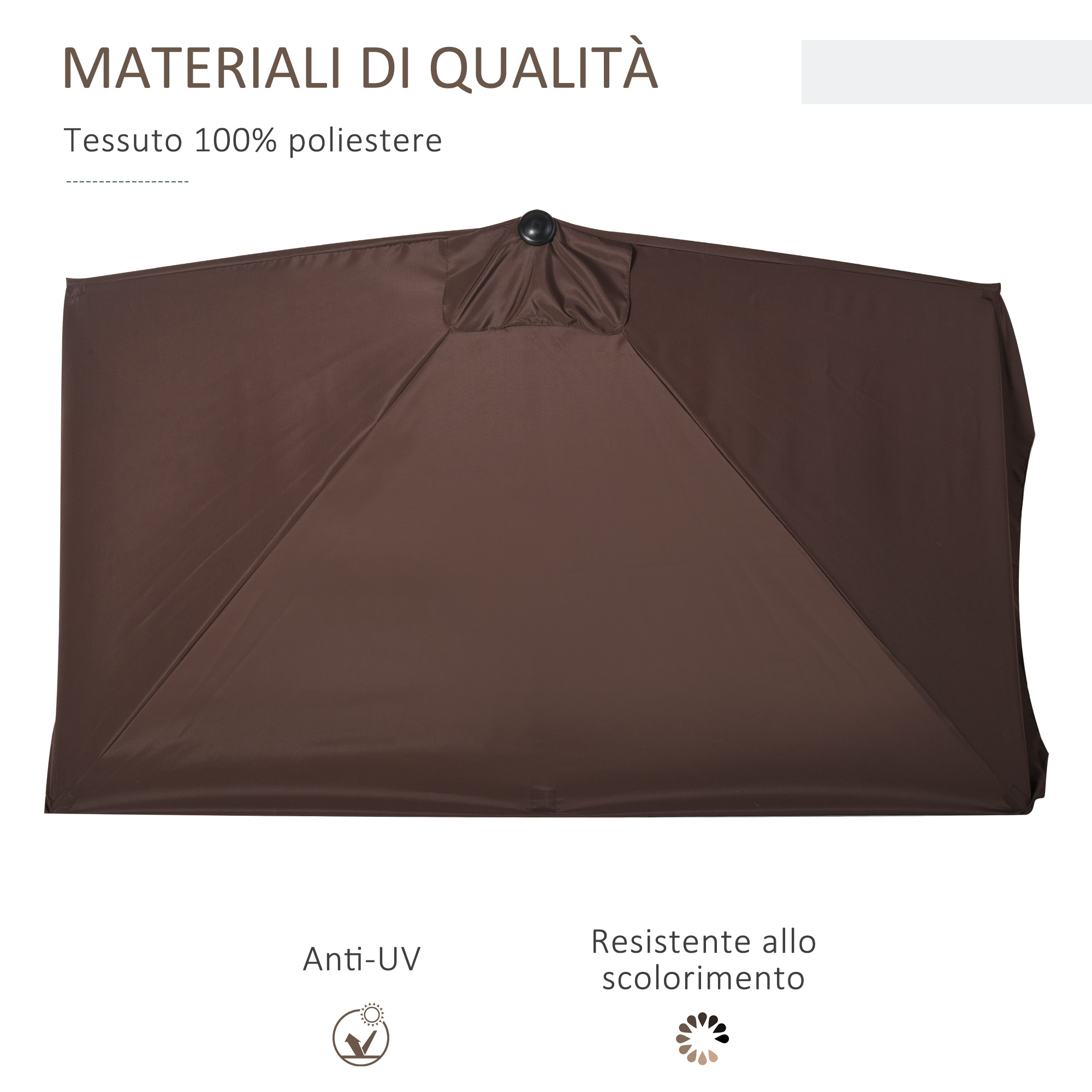 Umbrela de soare Semicirculara  pentru Terasa si Gradina, Umbrela de soare Semiluna pentru Perete cu Manivela, 230x130x249cm, Culoare Cafea [5]