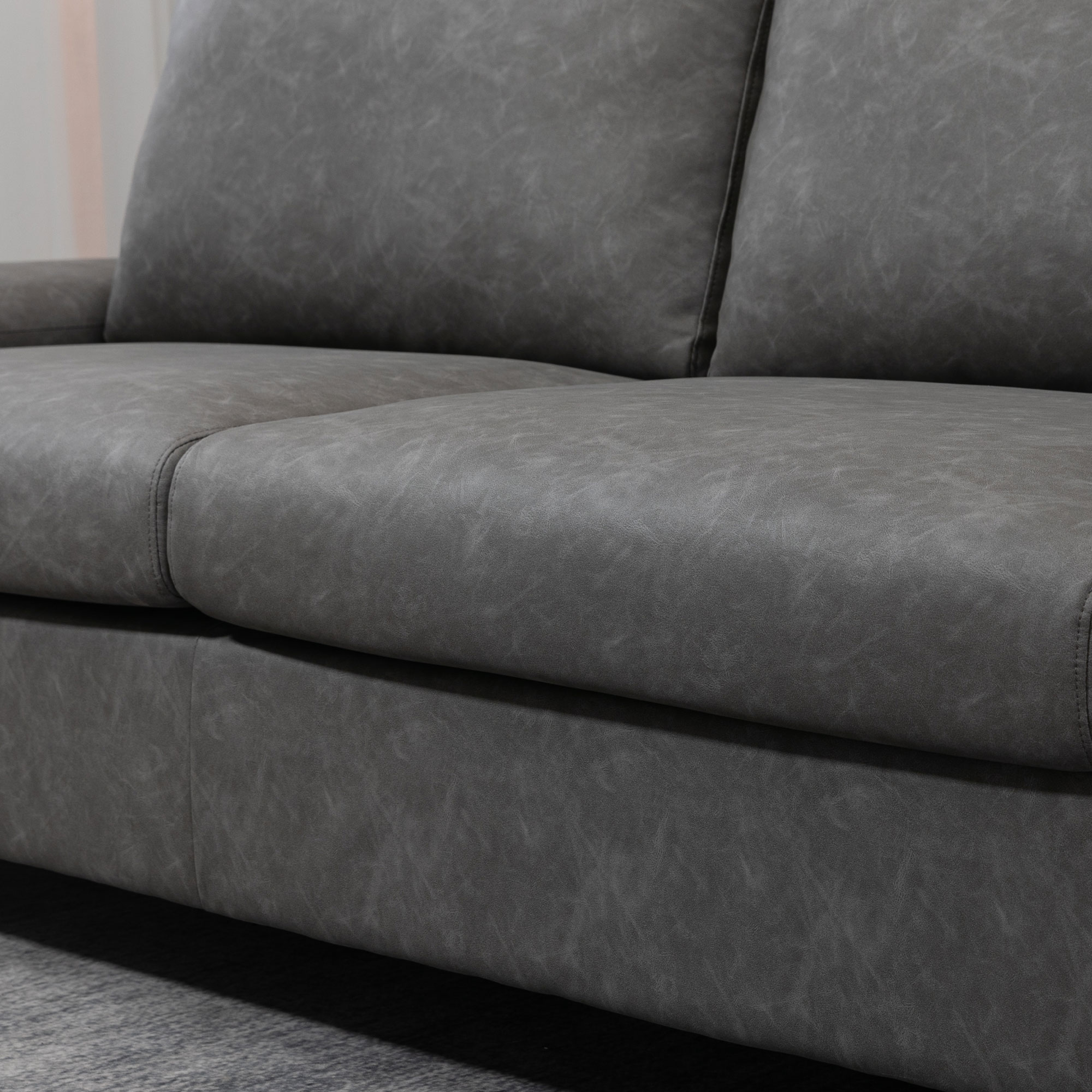  Canapea moderna dubla de lux cu 2 locuri, canapea tapitata cu brate reglabile pentru camera de zi, birou, gri [7]