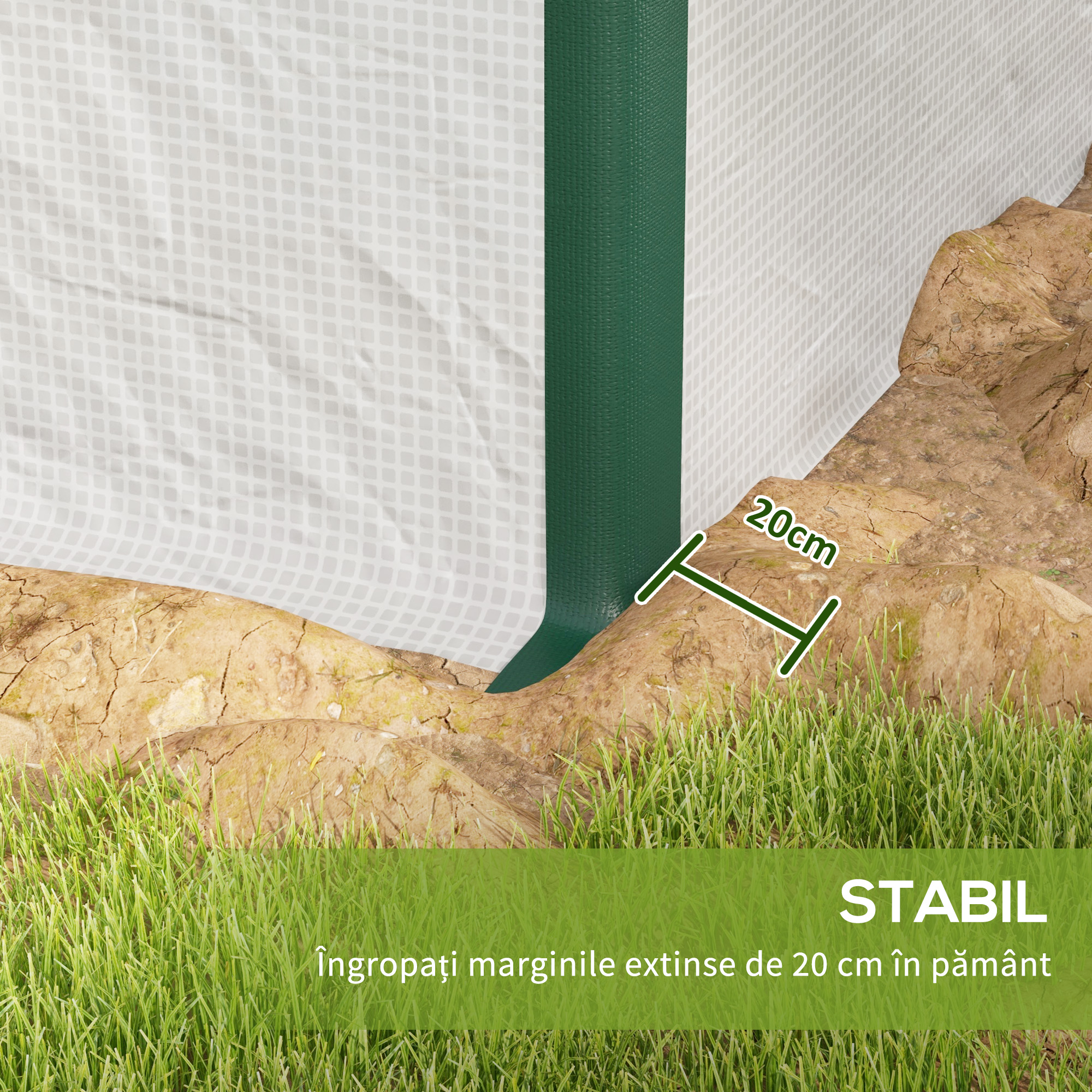  Sera Tip Tunel cu 2 Usi, Fermoare si 8 Ferestre, 600x300x200 cm, Alb [7]