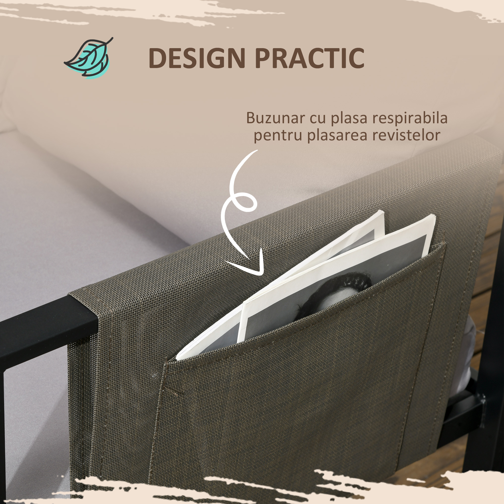  Set pentru gradina 4 bucati cu 2 canapele 2 locuri, fotoliu de colt si masuta de cafea din geam securizat, gri si negru [4]