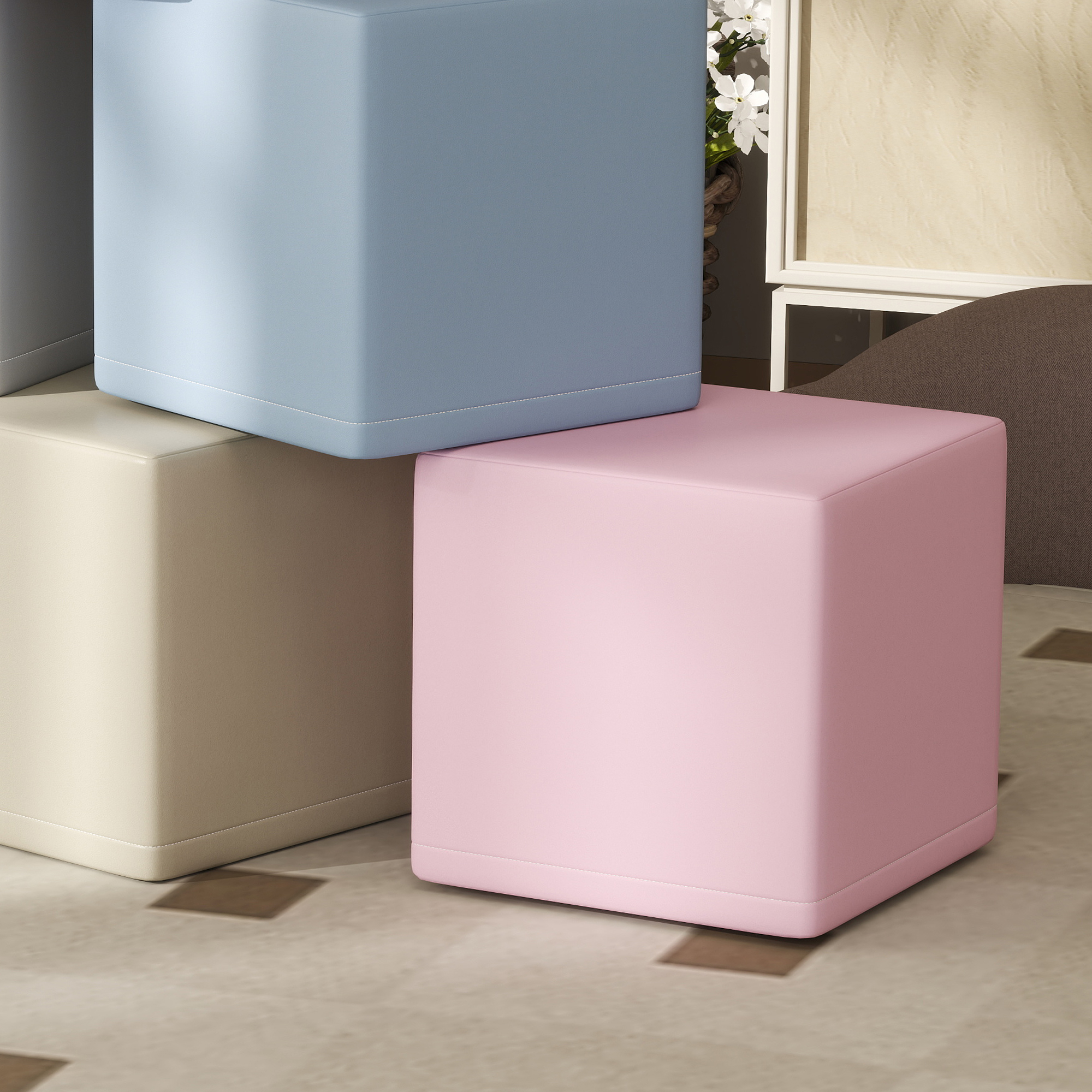  Set 12 Cuburi de Jucarie Moi pentru Copii 12-36 Luni, 20x20x20 cm, Multicolor Deschis [8]