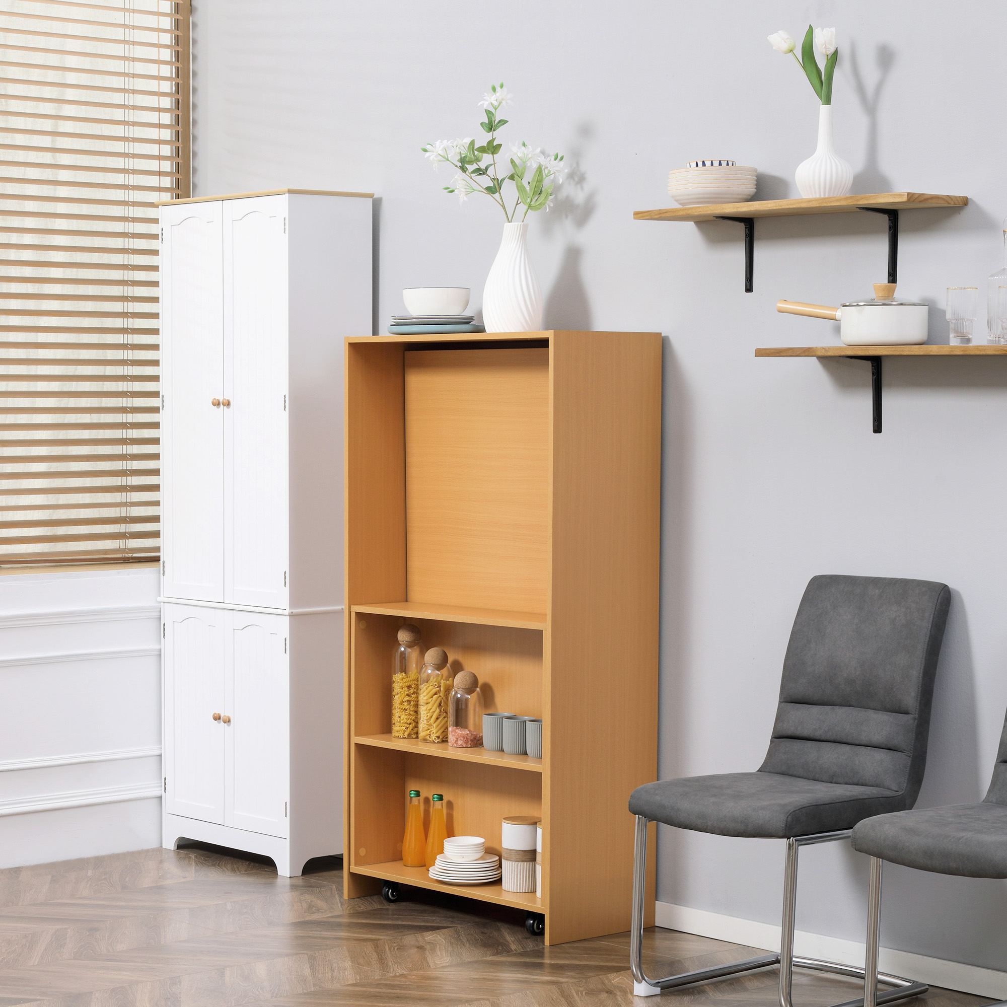  Masa de sufragerie pliabila moderna, bufet extensibil pentru spatii mici, locuri pana la 3 persoane, natural [8]