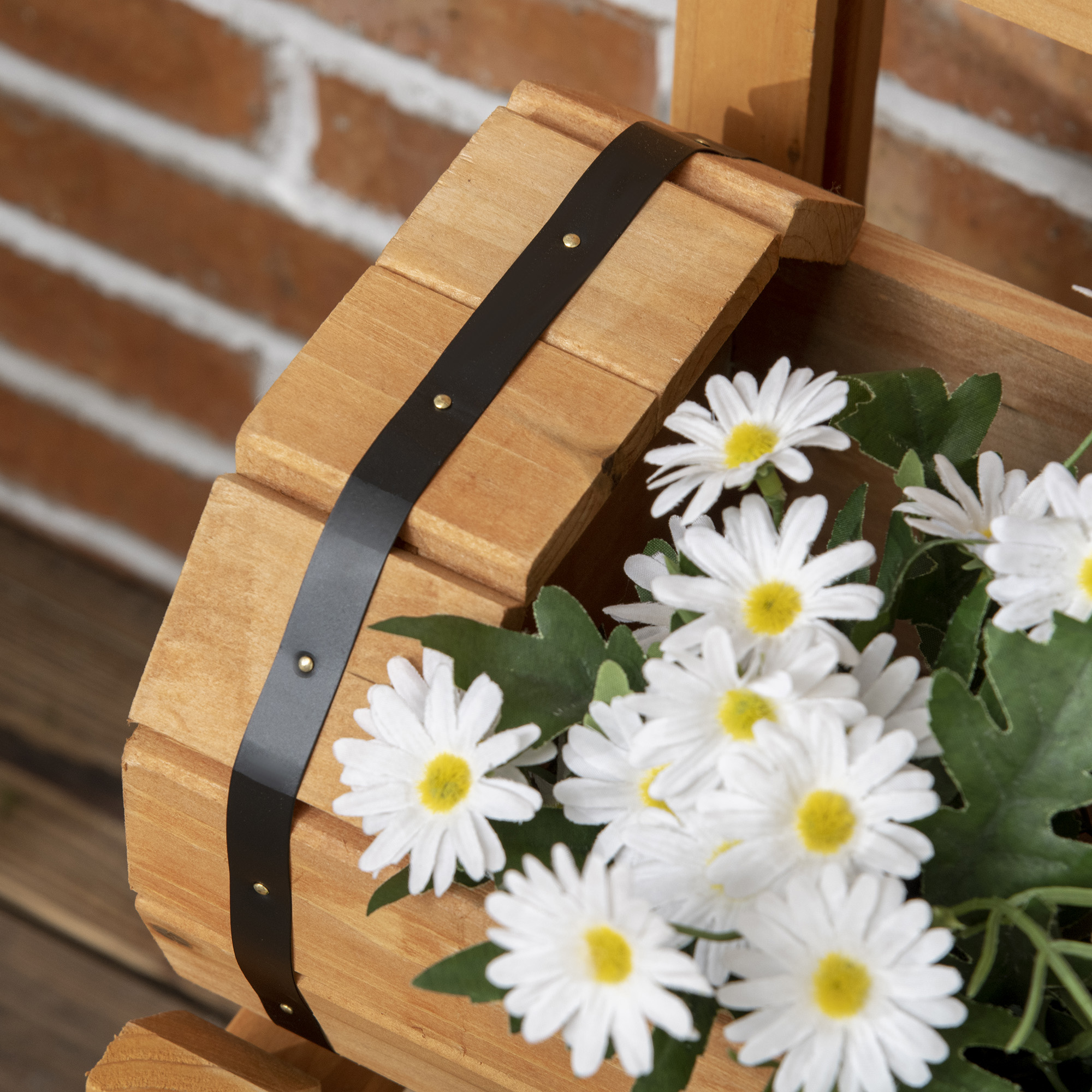  Jardiniera de Brad in Forma de Butoi de Exterior, cu Design Vertical inaltat, 45x45x180 cm, Maro [6]