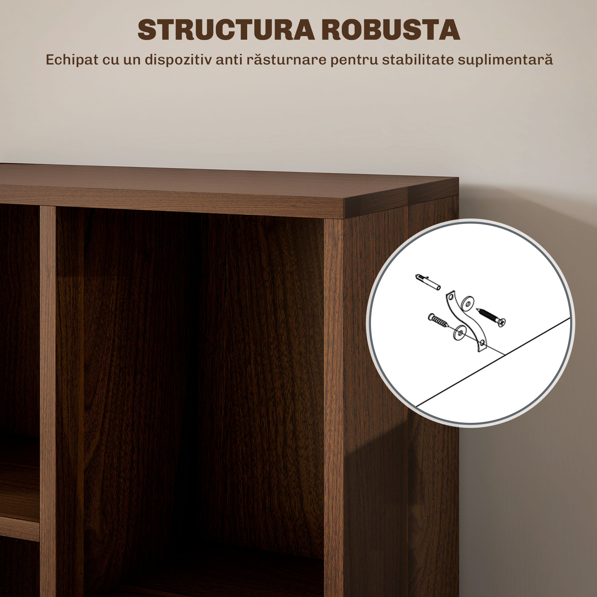  Biblioteca cu 7 Suporturi Diferite, 50x24x106 cm, Maro Rustic [4]