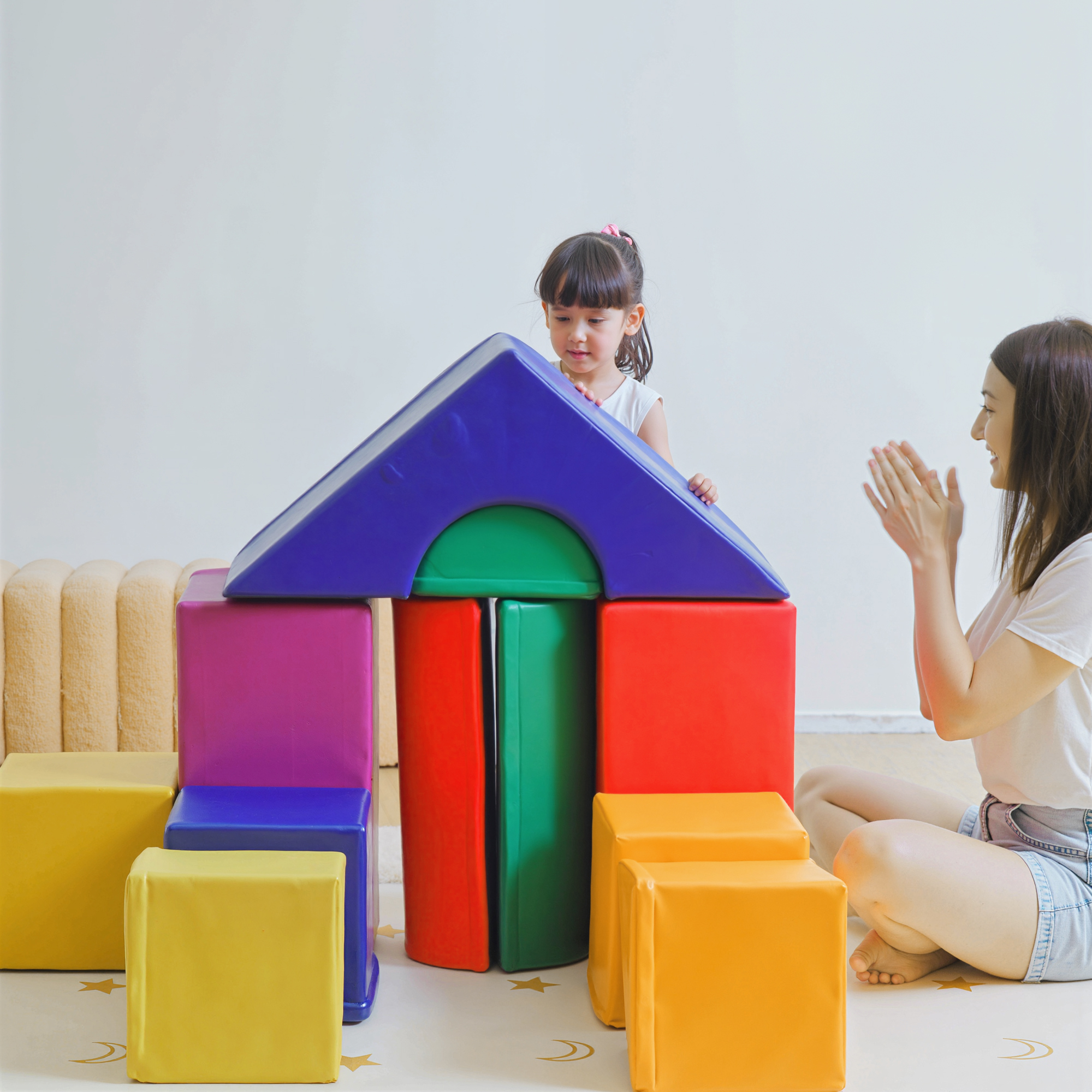  Set de Constructii Moi pentru Copii de la 1-3 Ani cu 11 Forme, din PU si EPE, Culori Variate [7]