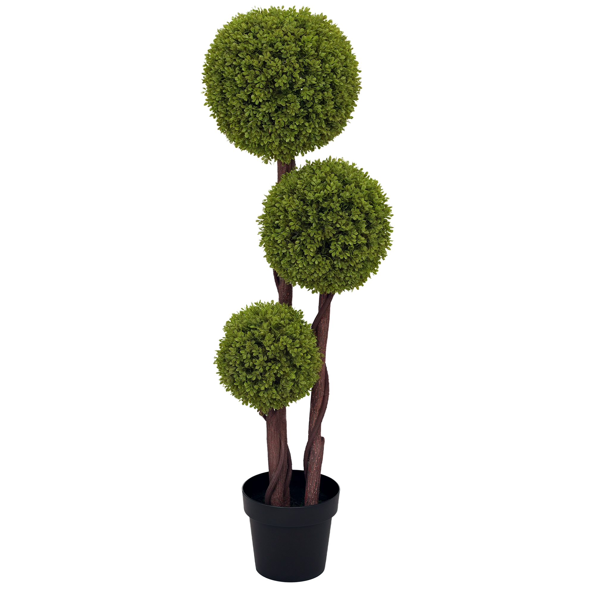 Living & hol -  Planta Artificiala de Buxus cu 3 Sfere, Ghiveci Inclus si Baza intarita, Ø19,5x115 cm, Verde