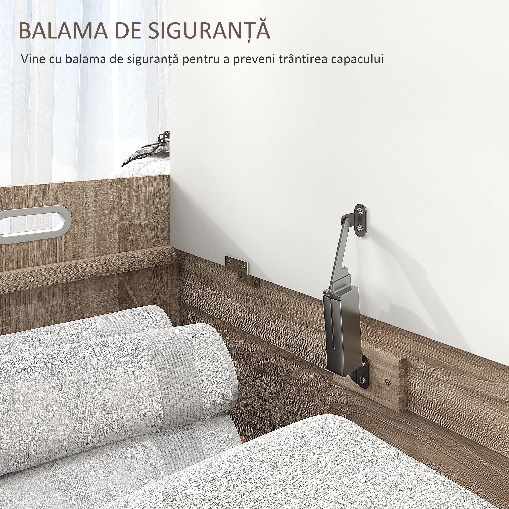  Cutie de Depozitare Moderna cu Lift Top si Spatiu Ascuns pentru Intrare, Living, Camera de Joaca, 62.4x40x51.5 cm, Alb [5]