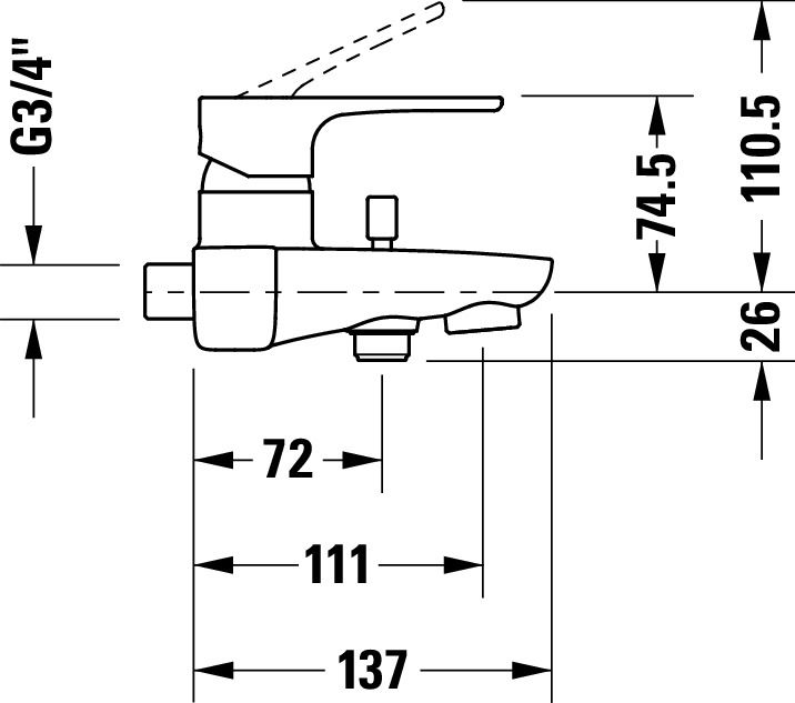 Baterie cada Duravit B15230000010, B.1, montaj pe perete, tip incastrare aparent, tip comanda monocomanda, crom [4]