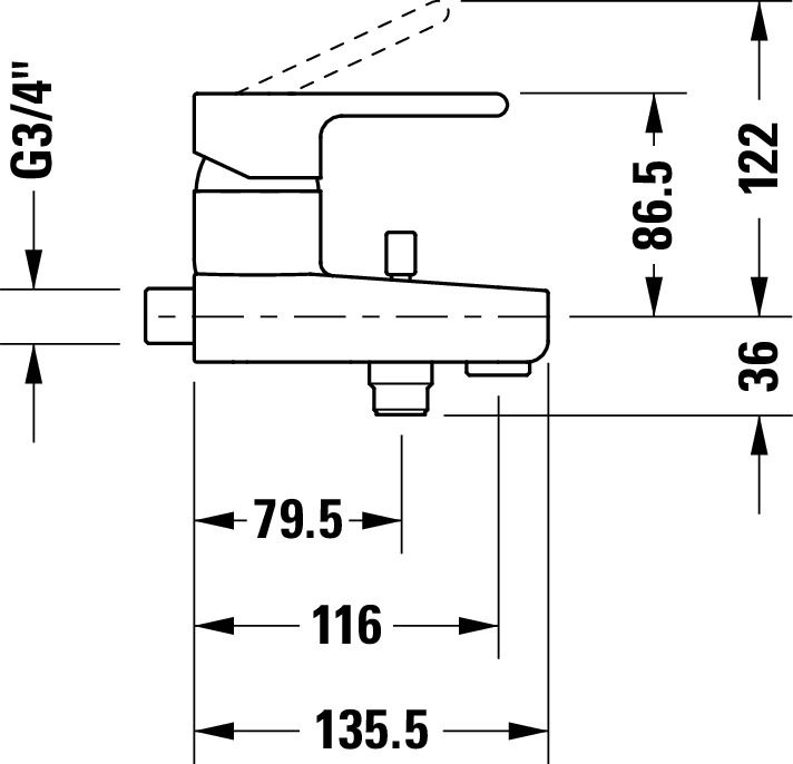 Baterie cada Duravit B25230000010, B.2, montaj pe perete, tip incastrare aparent, tip comanda monocomanda, crom [2]