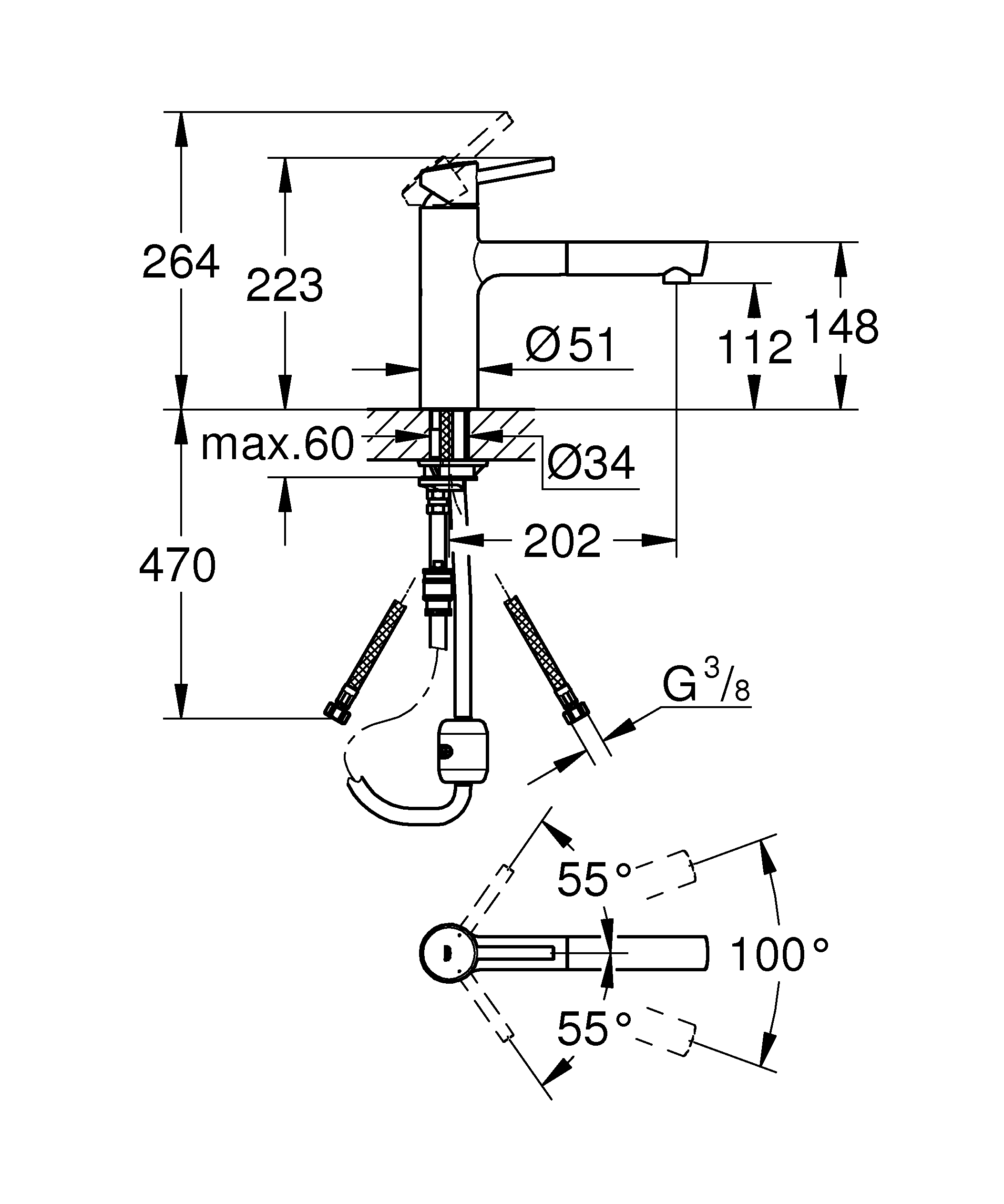 Baterie bucatarie Grohe 31129001, bucatarie Concetto, tip comanda monocomanda, marime medie, forma pipa tip l, crom [1]