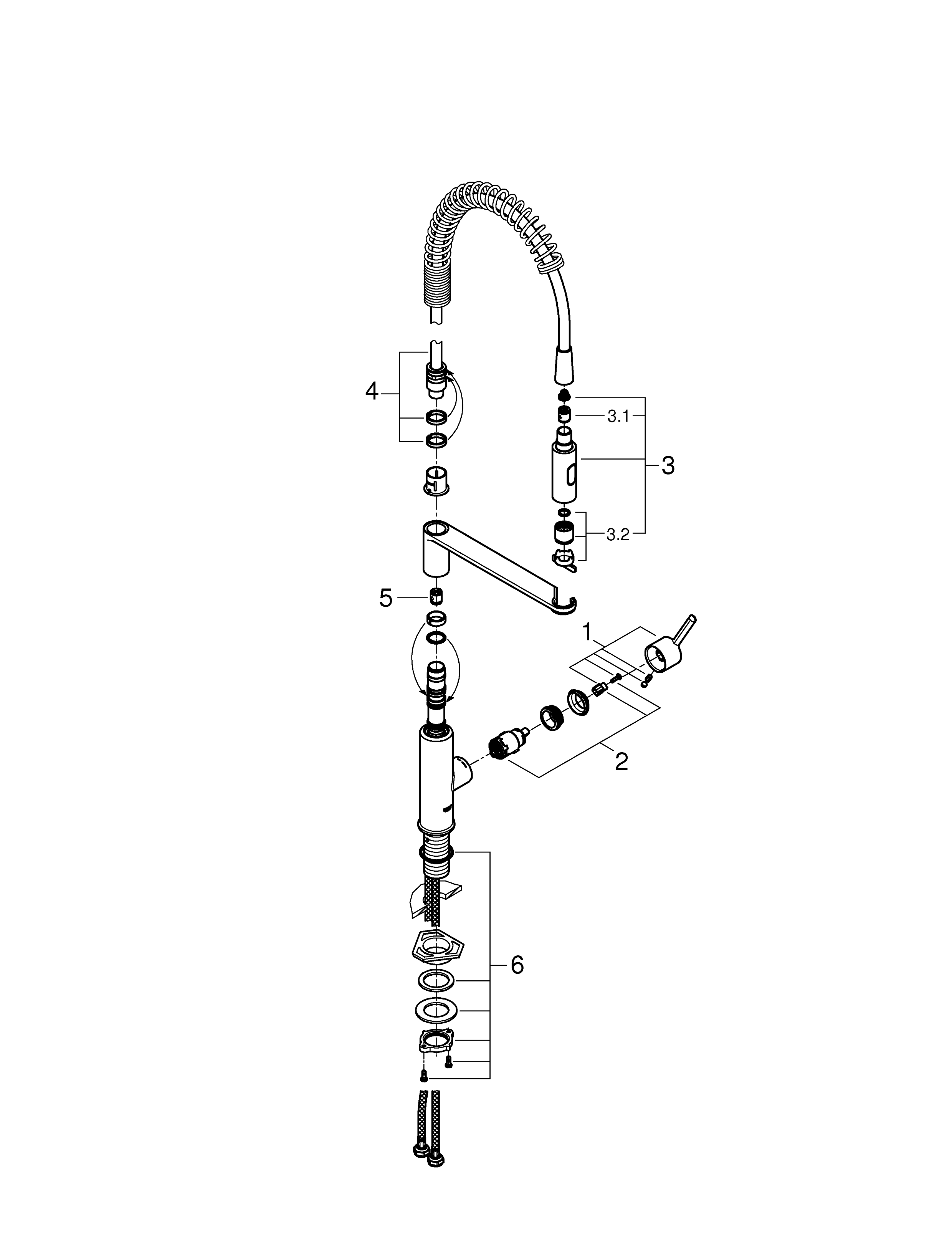 Baterie bucatarie Grohe 30361000, bucatarie Get, tip comanda monocomanda, marime extra inalta, forma pipa tip c, crom [7]