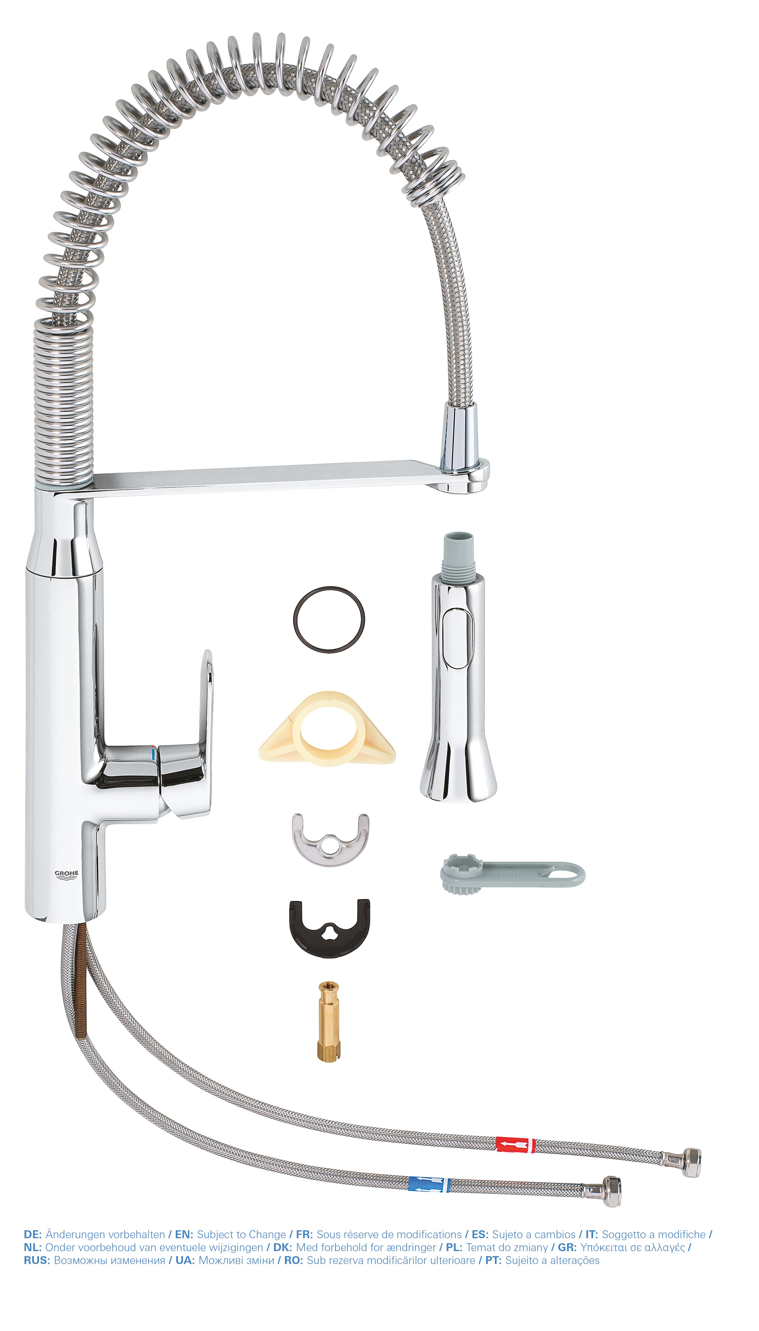 Baterie bucatarie Grohe 31379000, K7, tip comanda monocomanda, marime extra inalta, forma pipa tip c, crom [3]