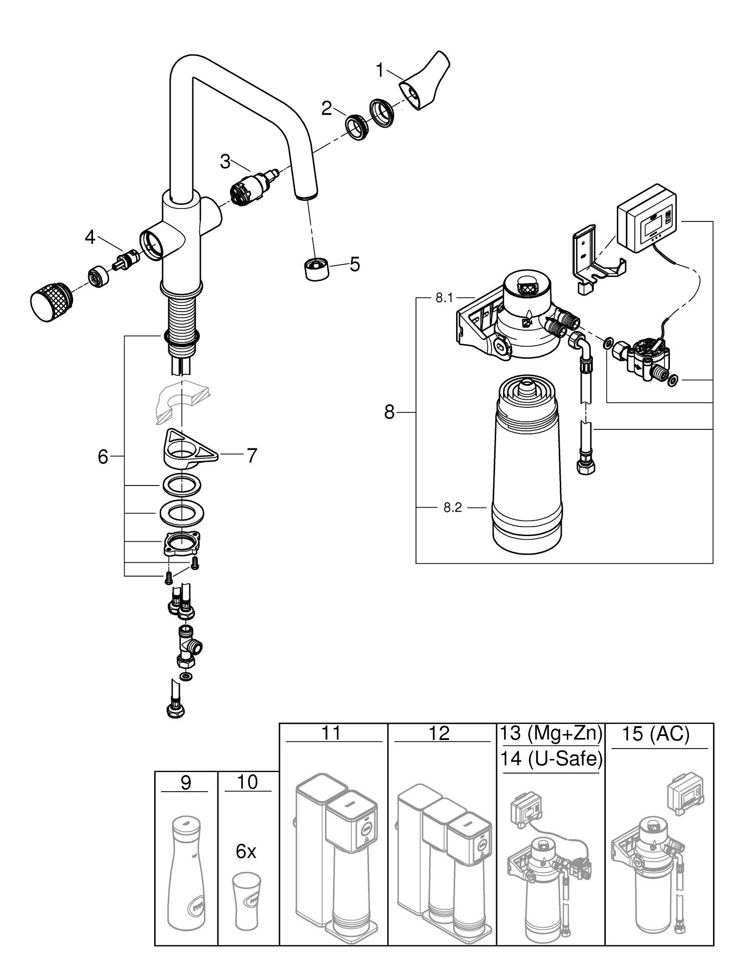 Baterie cu filtrare Grohe 30584000, bucatarie Blue Pure Eurosmart, tip comanda dubla comanda, marime inalta, crom [8]