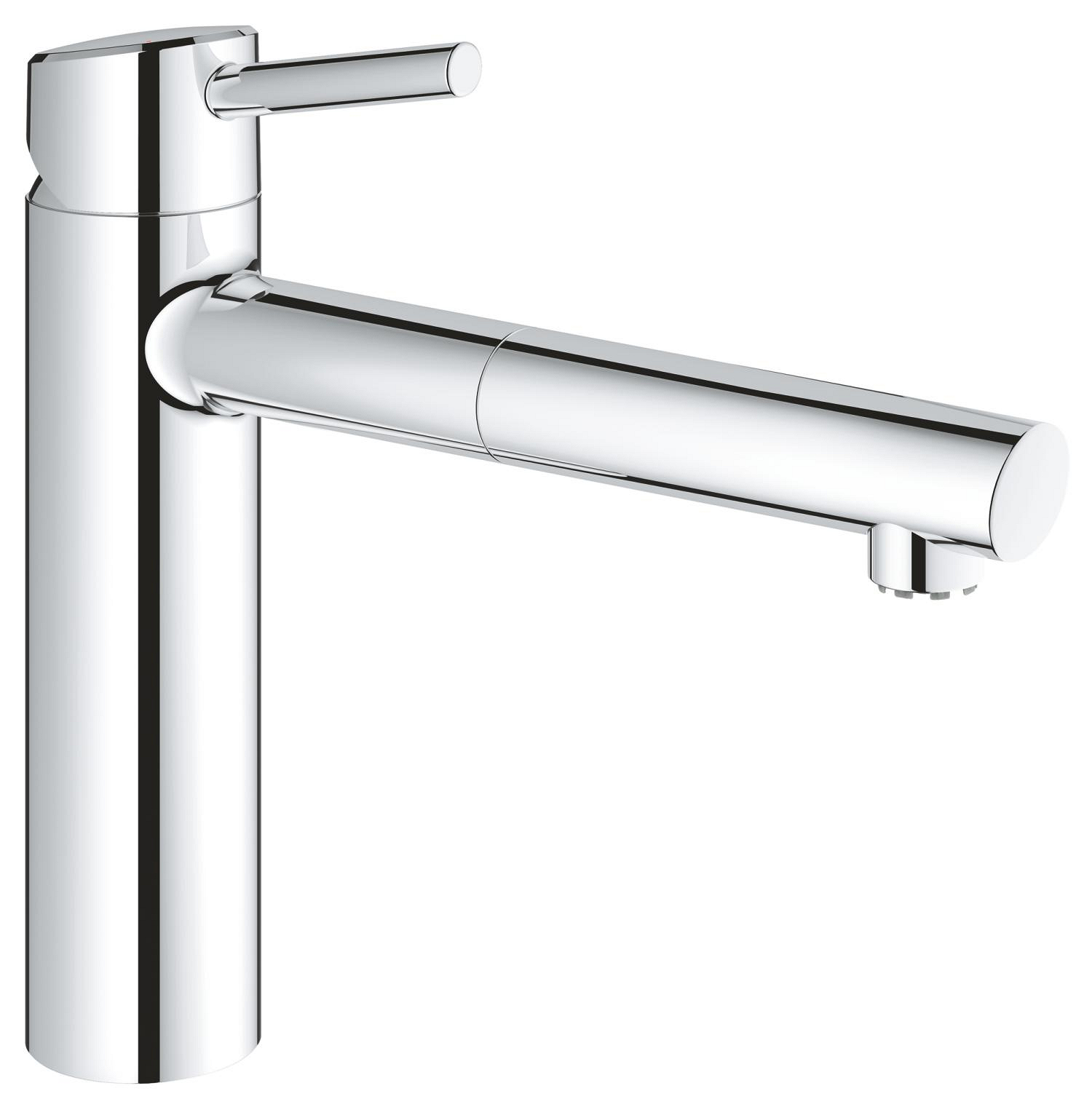 Baie - Baterie bucatarie Grohe 31214001, Concetto, tip comanda monocomanda, forma pipa tip l, marime medie, crom
