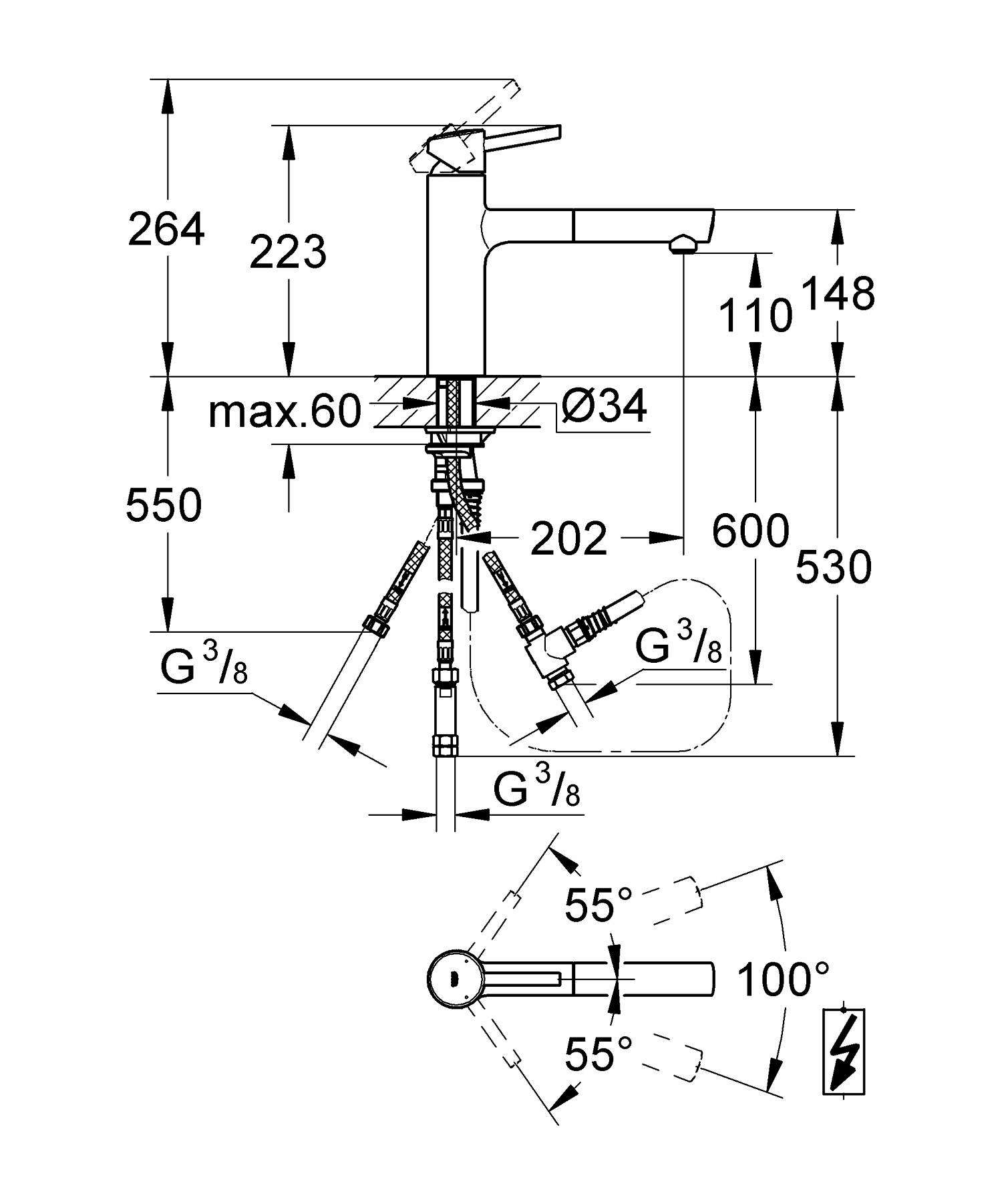 Baterie bucatarie Grohe 31214001, Concetto, tip comanda monocomanda, forma pipa tip l, marime medie, crom [1]