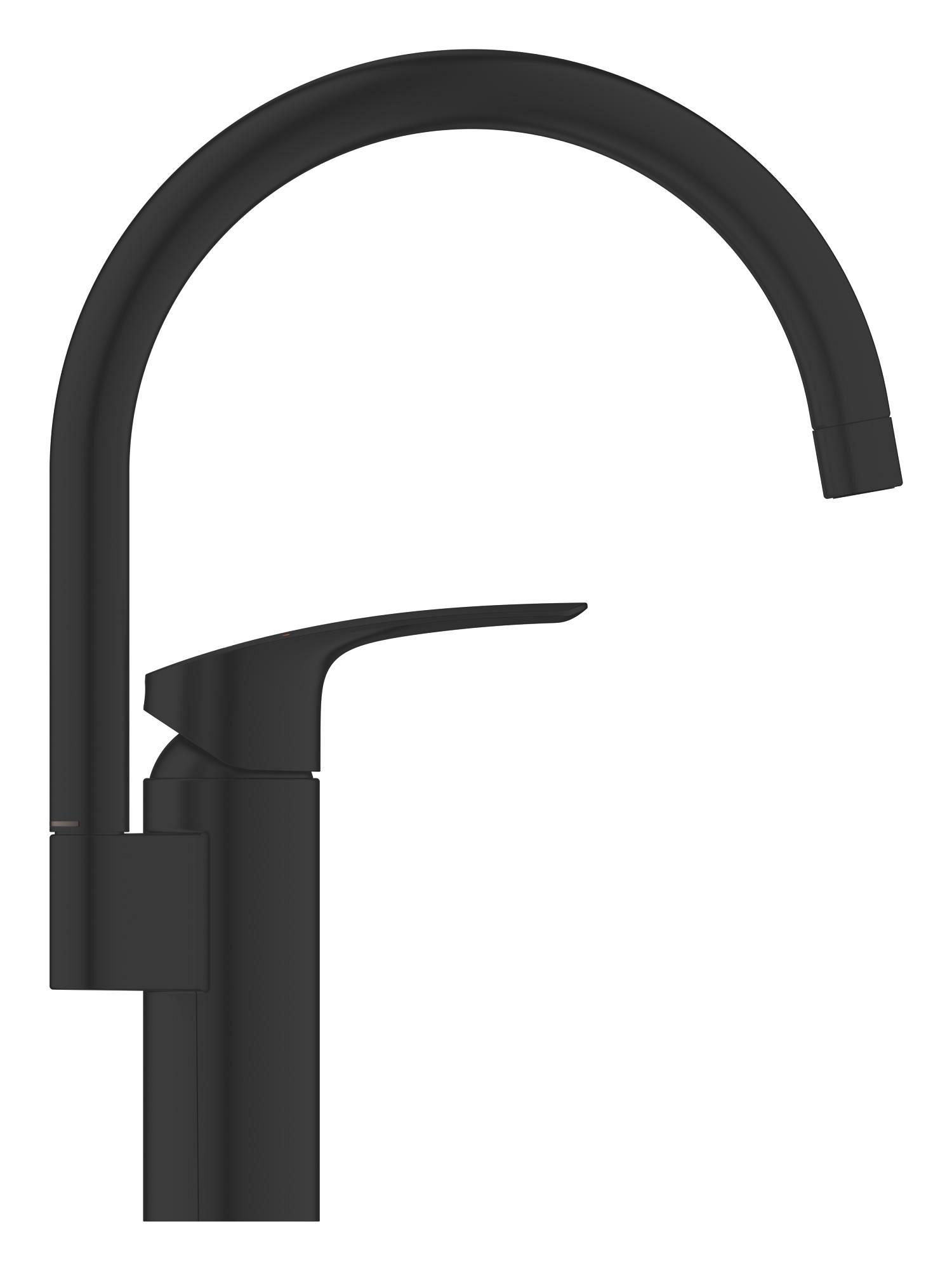 Baterie bucatarie Grohe 332022433, Eurosmart, tip comanda monocomanda, marime inalta, forma pipa tip c, negru [2]