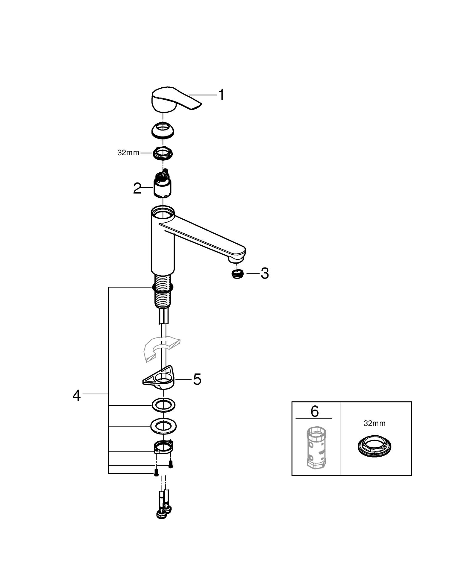 Baterie bucatarie Grohe 30617000, Eurosmart, tip comanda monocomanda, marime medie, forma pipa tip l, crom [6]