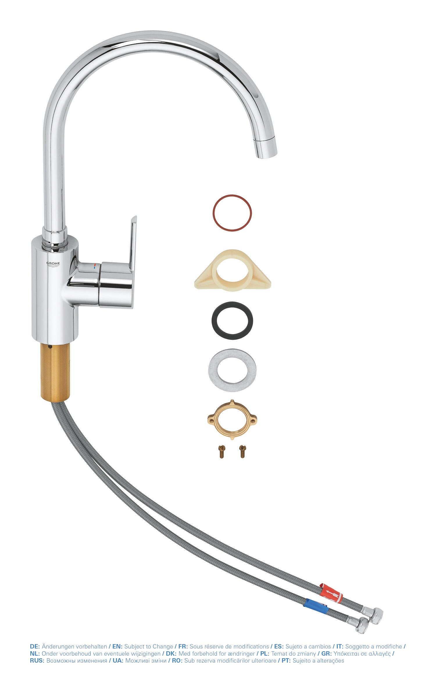 Baterie bucatarie Grohe 32670002, Feel, tip comanda monocomanda, marime inalta, forma pipa tip c, crom [4]