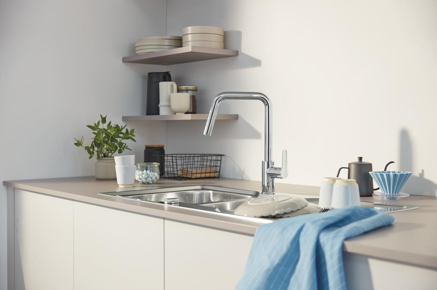 Baterie bucatarie Grohe 30631000, Start, tip comanda monocomanda, marime inalta, forma pipa tip u, crom [6]