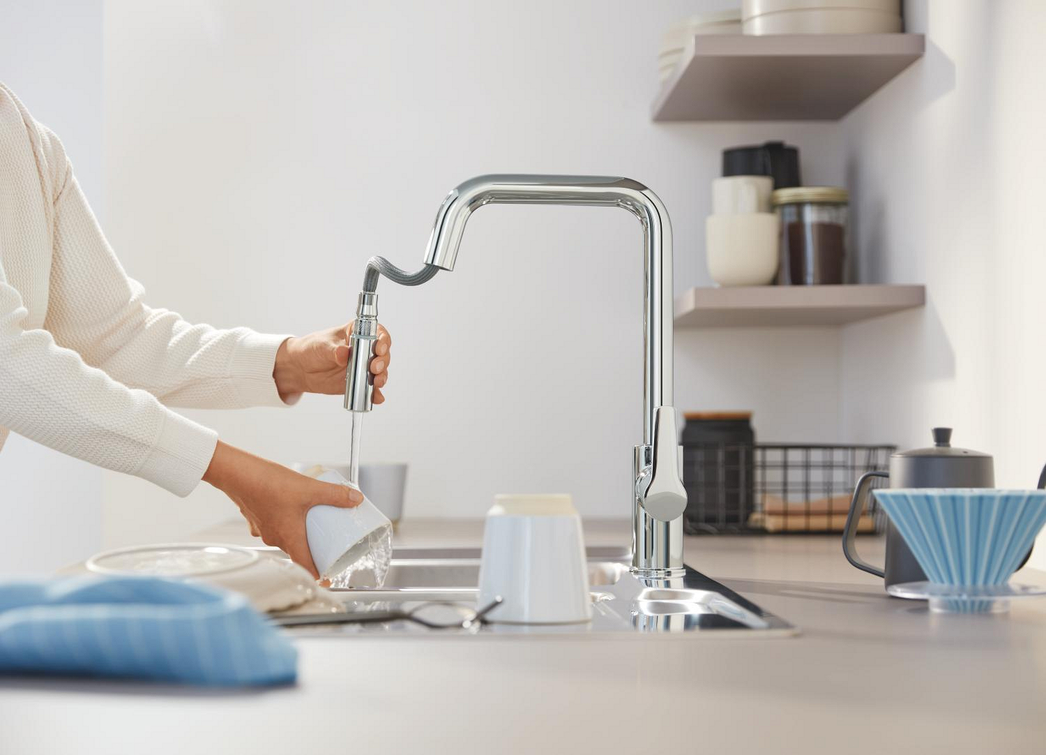 Baterie bucatarie Grohe 30631000, Start, tip comanda monocomanda, marime inalta, forma pipa tip u, crom [5]