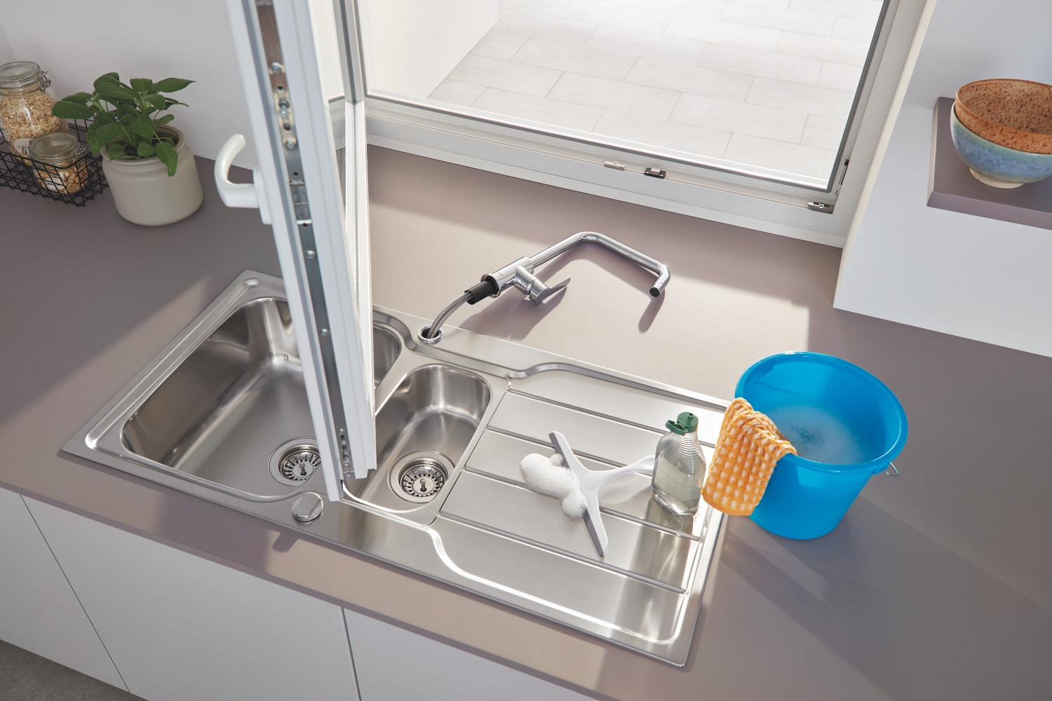 Baterie bucatarie Grohe 30630000, Start, tip comanda monocomanda, marime inalta, forma pipa tip u, crom [6]