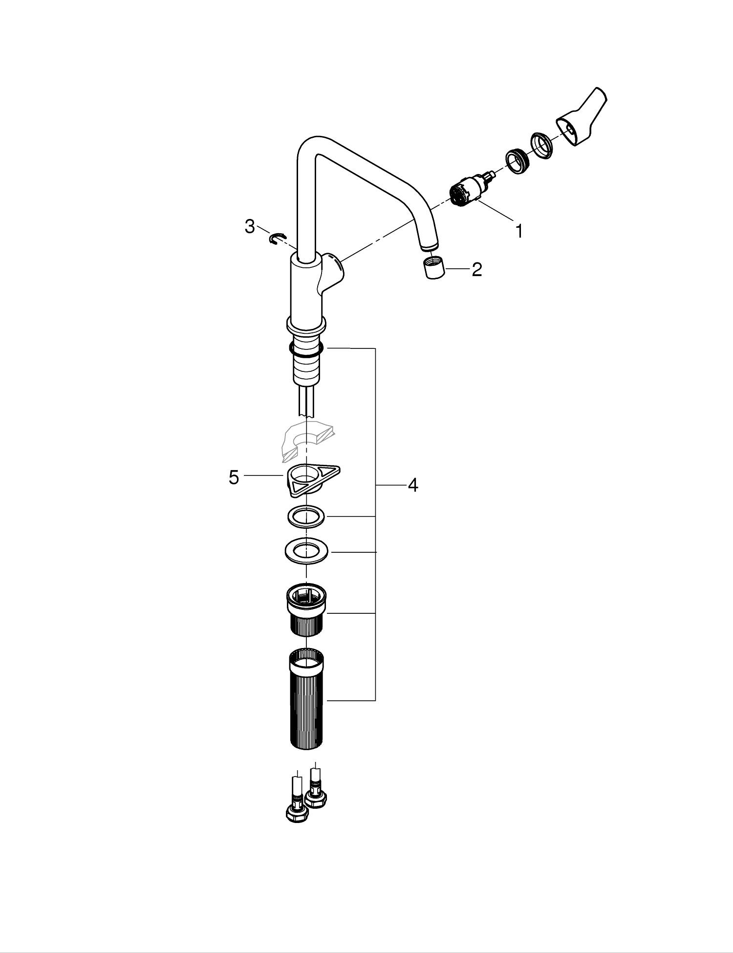 Baterie bucatarie Grohe 30630000, Start, tip comanda monocomanda, marime inalta, forma pipa tip u, crom [8]