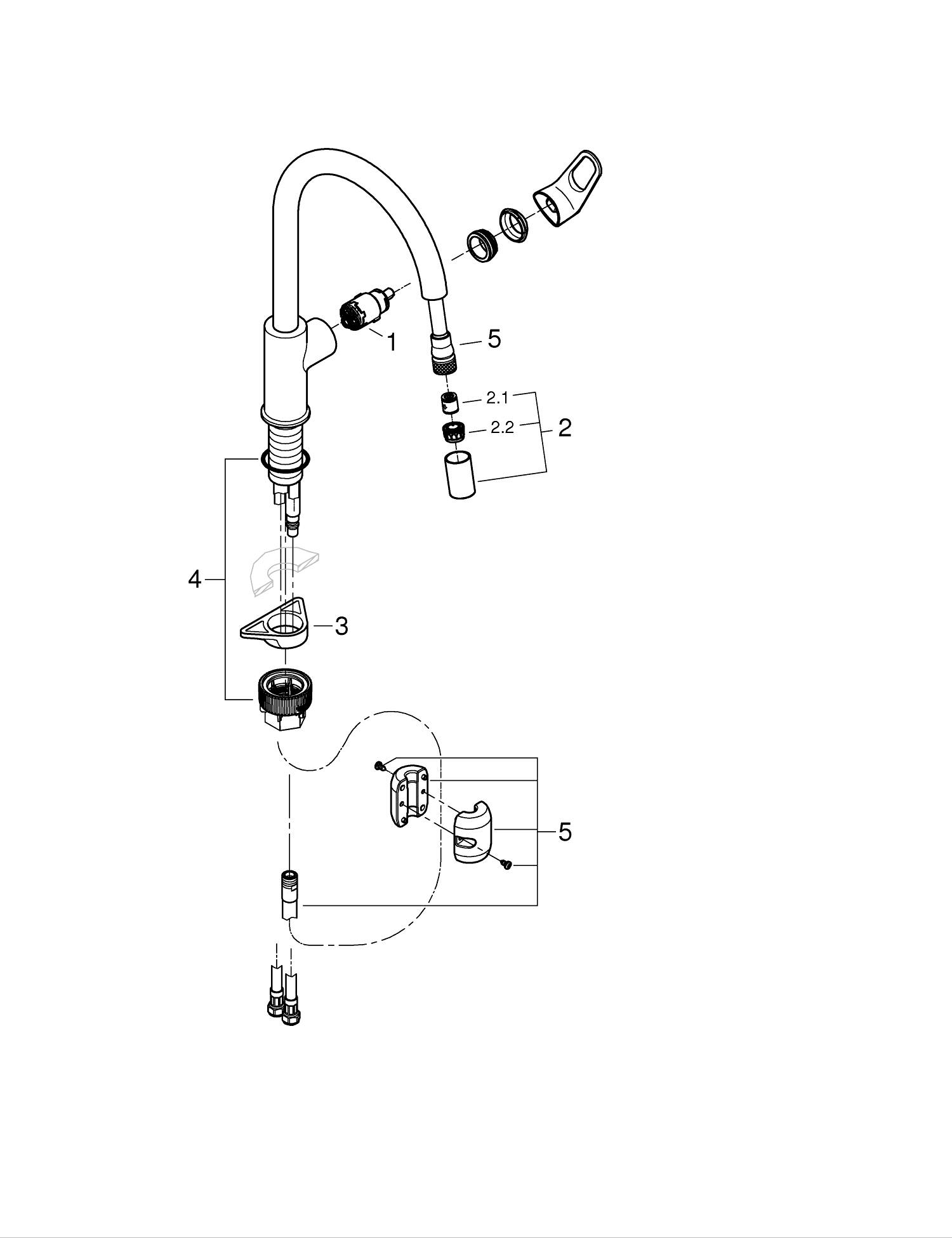 Baterie bucatarie Grohe 30569000, StartFlow, tip comanda monocomanda, marime inalta, forma pipa tip c, crom [6]