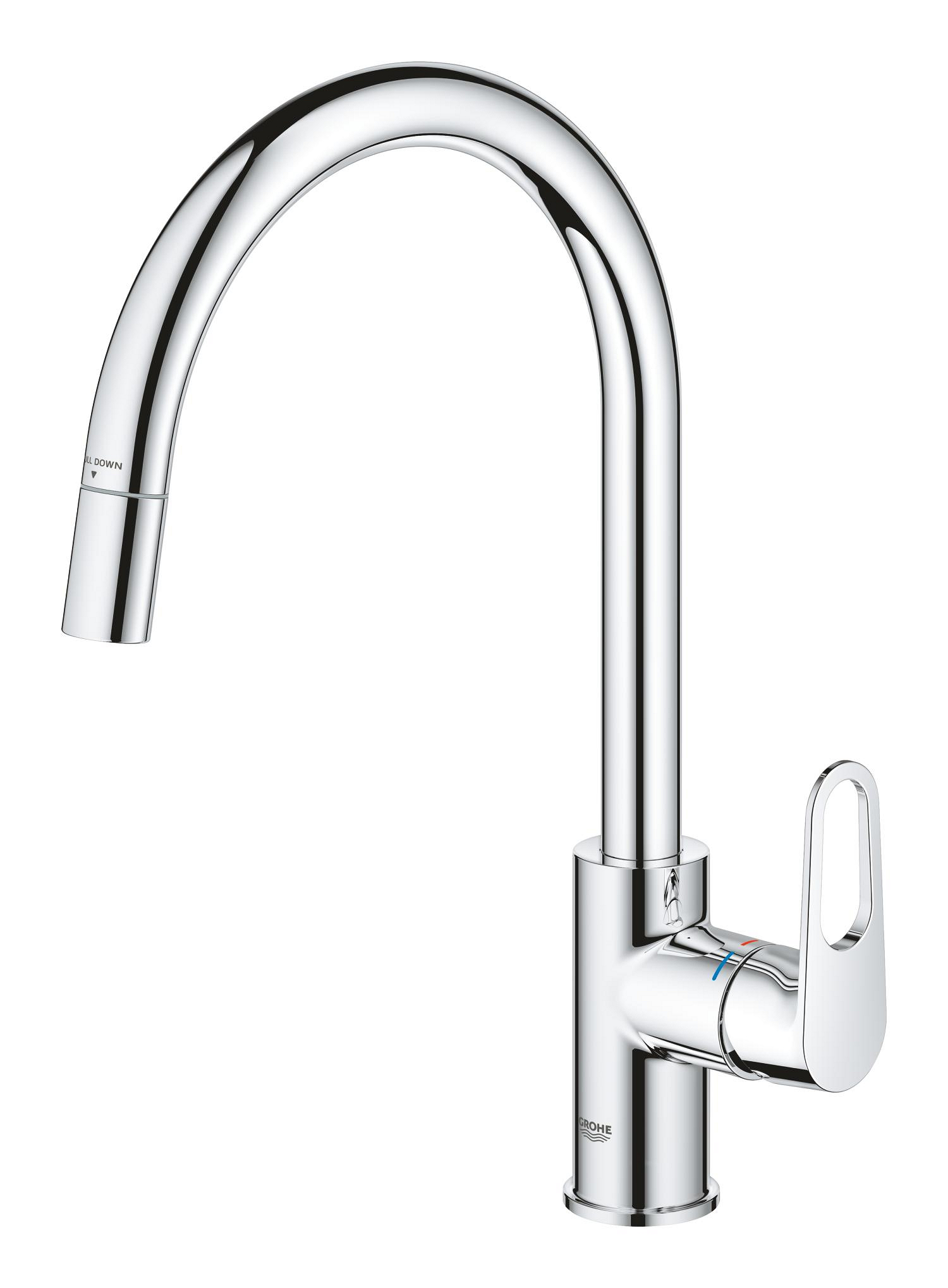 Baterie bucatarie Grohe 30569000, StartFlow, tip comanda monocomanda, marime inalta, forma pipa tip c, crom [3]
