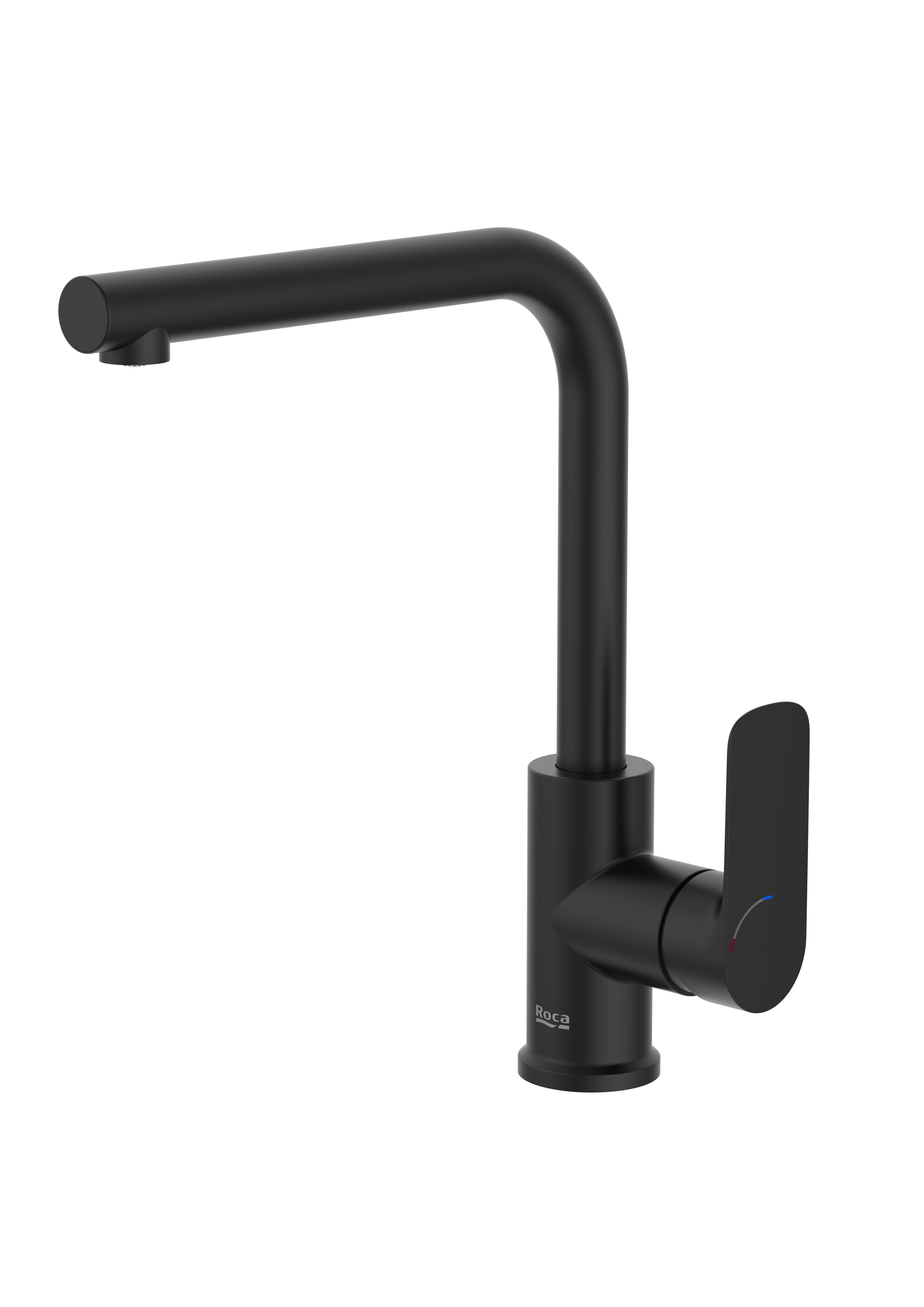 Baterii sanitare - Baterie bucatarie Roca A5A836ENB0, Cala, tip comanda monocomanda, forma pipa tip l, marime inalta, negru