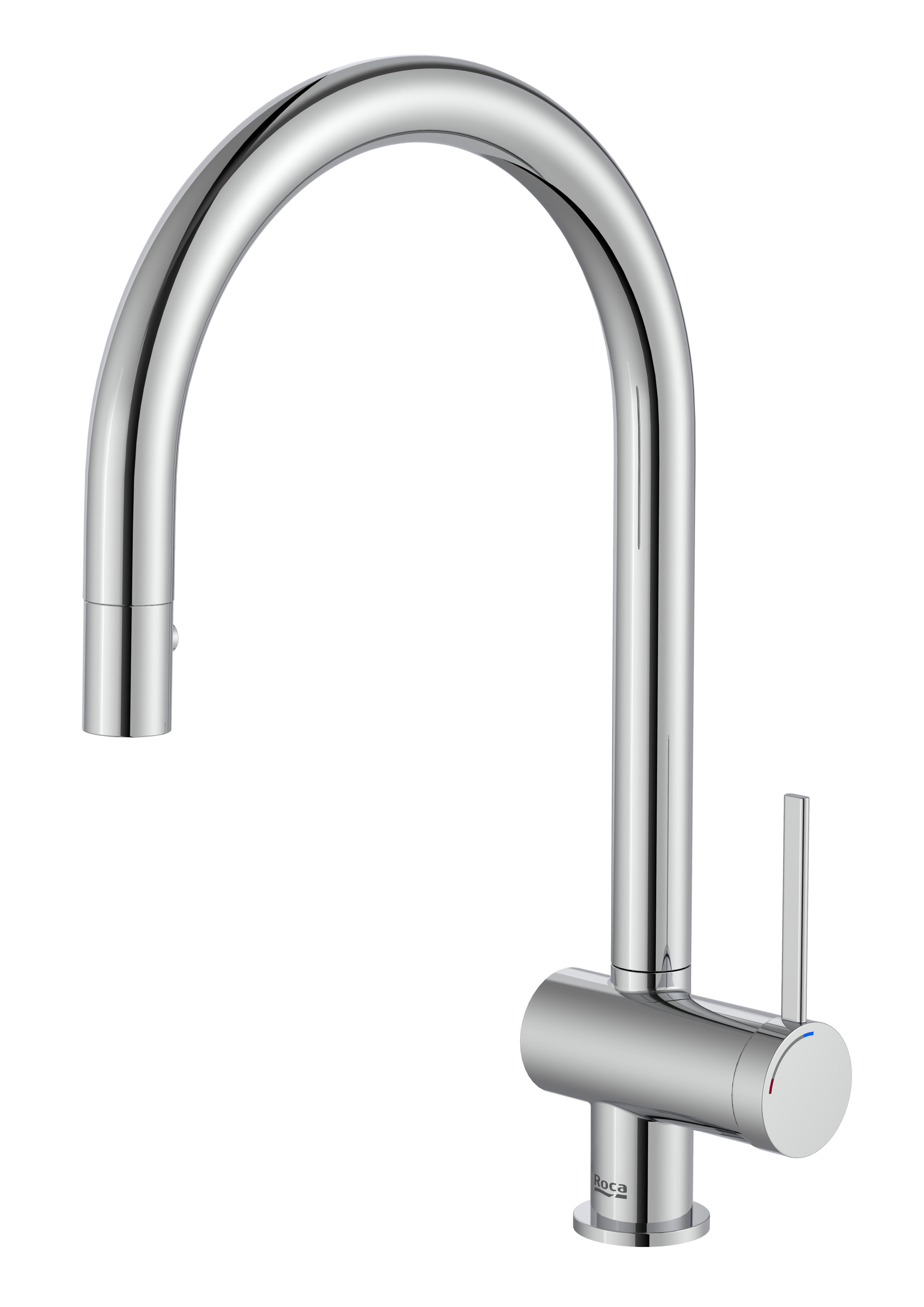 Baterii sanitare - Baterie bucatarie Roca A5A811FC00, ONA, tip comanda monocomanda, forma pipa tip c, marime inalta, crom