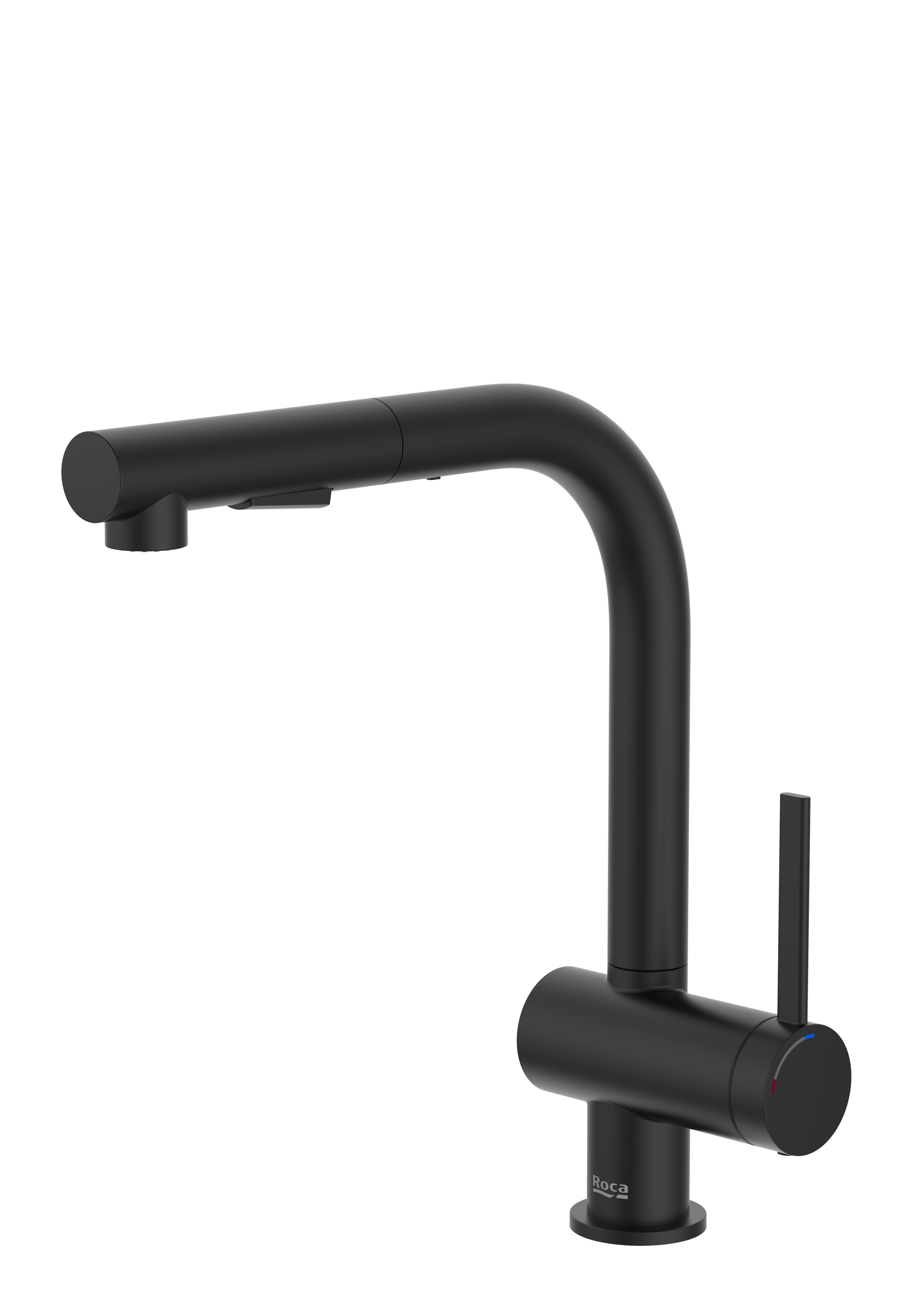 Baterii sanitare - Baterie bucatarie Roca A5A851FNB0, ONA, tip comanda monocomanda, forma pipa tip l, marime inalta, negru