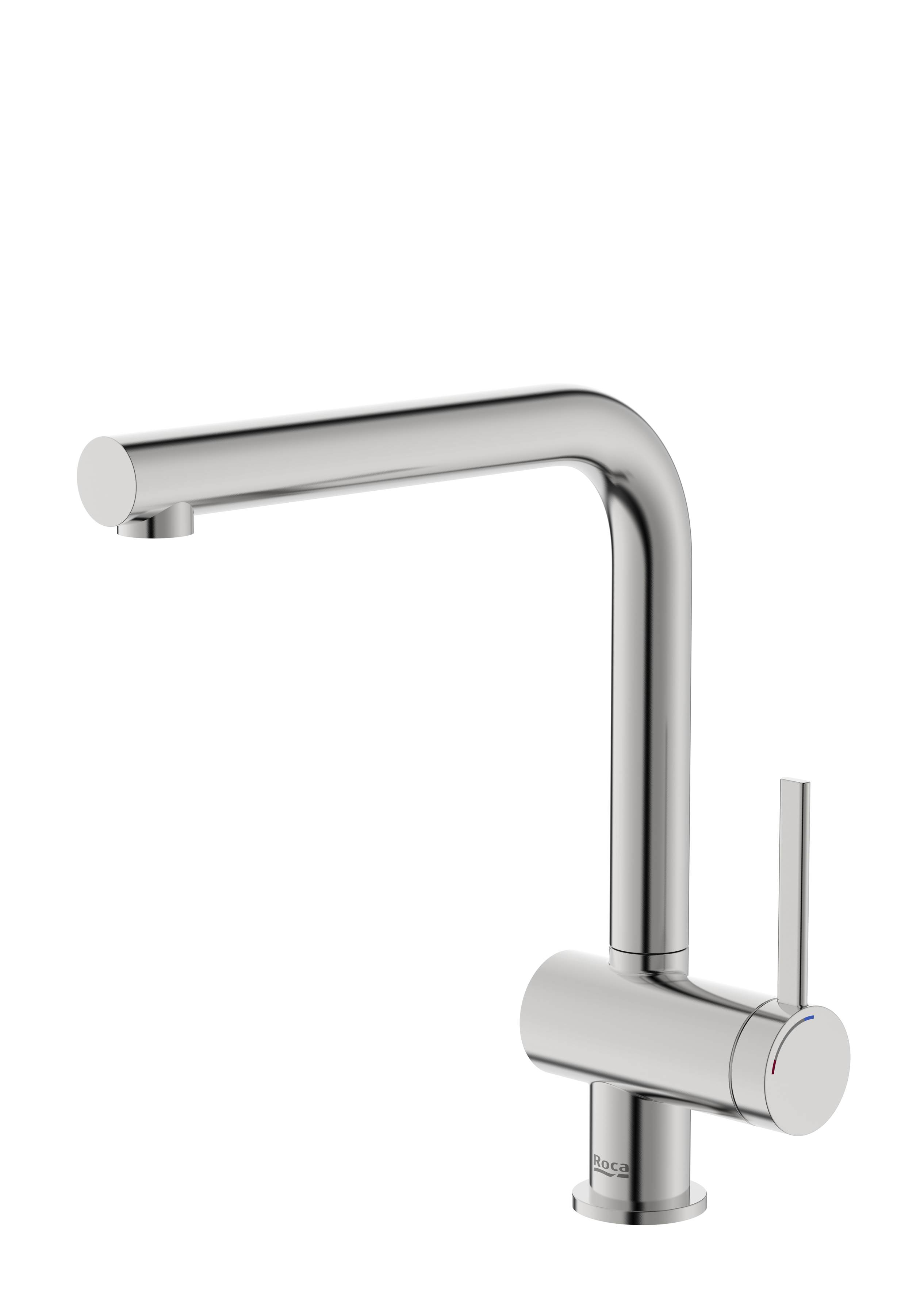 Baterii sanitare - Baterie bucatarie Roca A5A831FSM0, ONA, tip comanda monocomanda, forma pipa tip l, marime inalta, otel satinat
