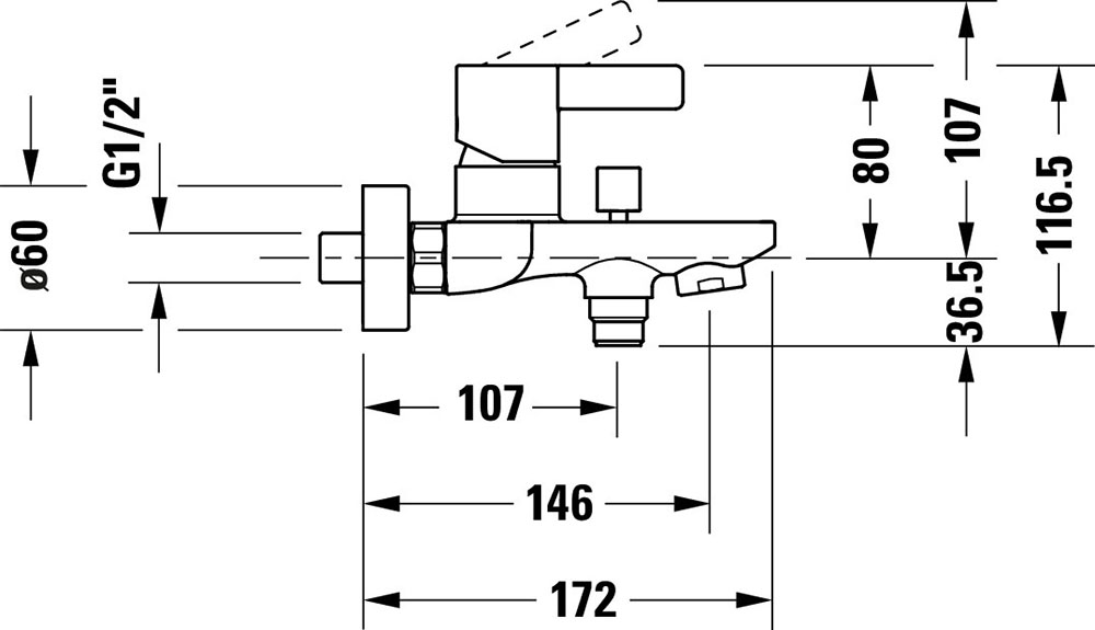 Baterie cada Duravit DE5230000010, D-Neo, montaj pe perete, tip incastrare aparent, tip comanda monocomanda, crom [3]