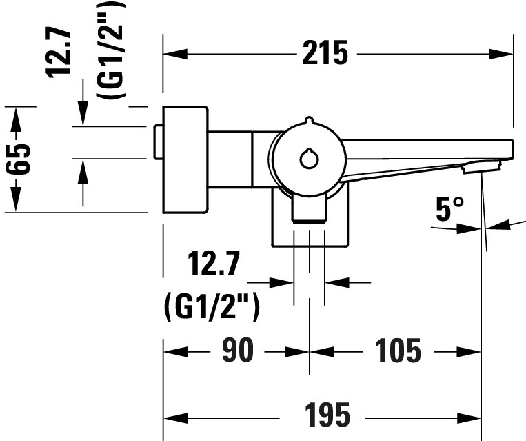 Baterie cada Duravit TU5230000046, Tulum, montaj pe perete, tip incastrare aparent, tip comanda monocomanda, negru [2]