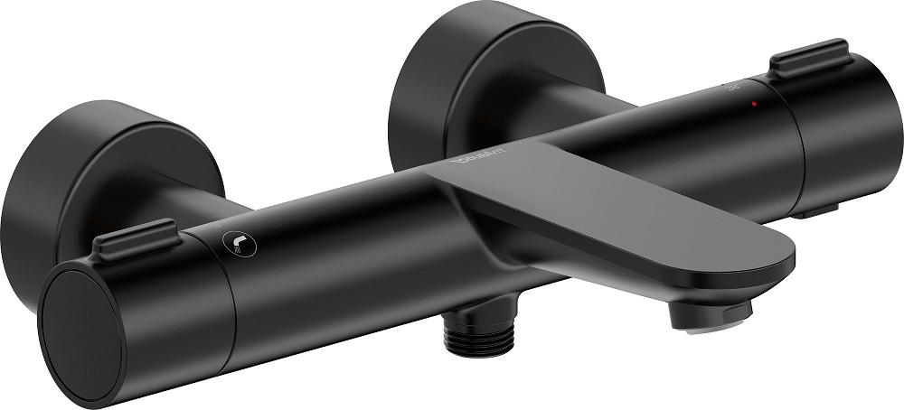 Baterii sanitare - Baterie cada Duravit WA5220000046, Wave, montaj pe perete, tip incastrare aparent, tip comanda dubla comanda, negru