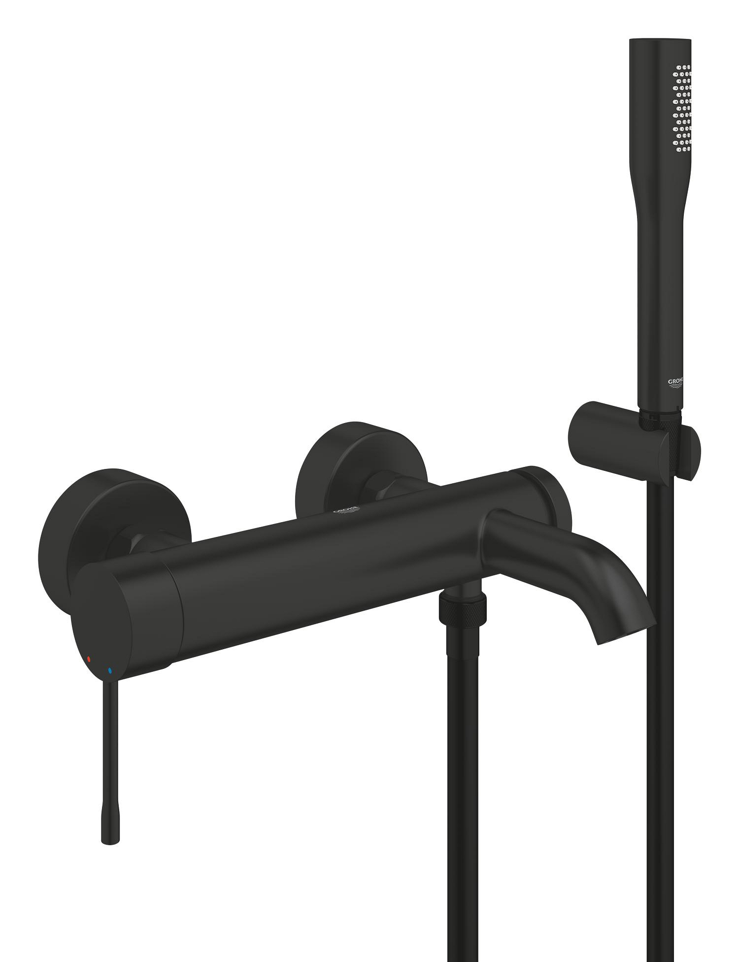 Baterii sanitare - Baterie cada Grohe 336282431, Essence, montaj pe perete, tip incastrare aparent, tip comanda monocomanda, negru